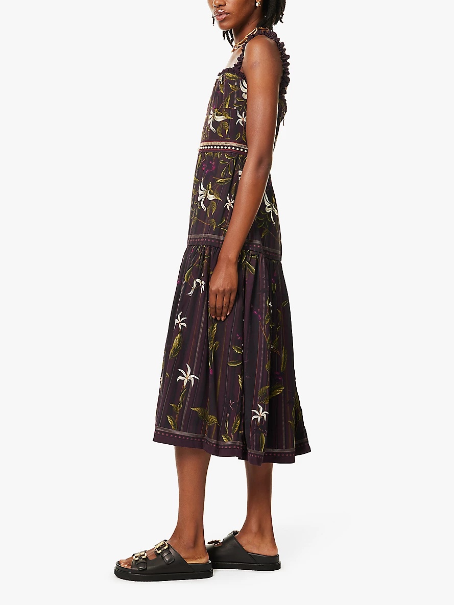 Nispero Café flower-print recycled-viscose blend midi dress - 3