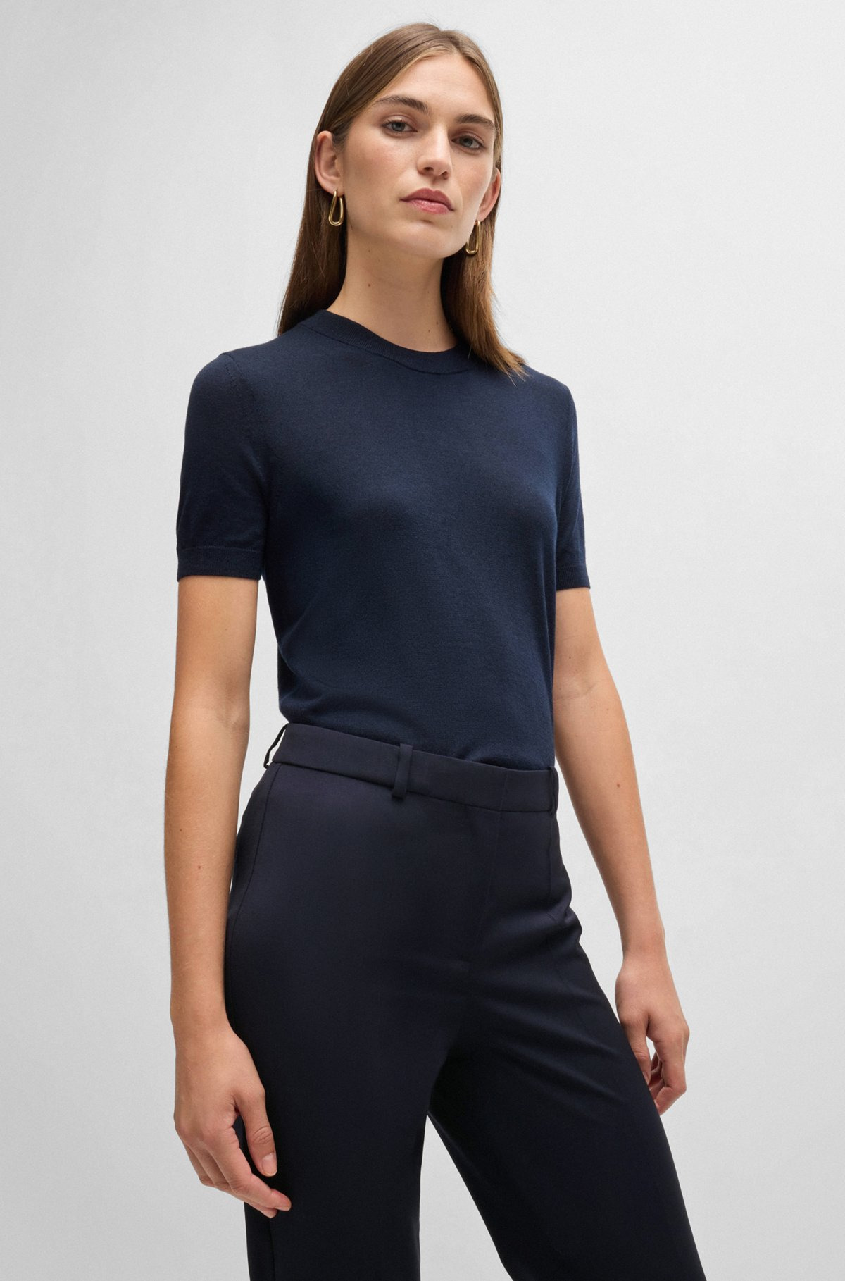 REGULAR-FIT TAPERED-LEG PANTS IN CHECKERED VIRGIN WOOL - 5