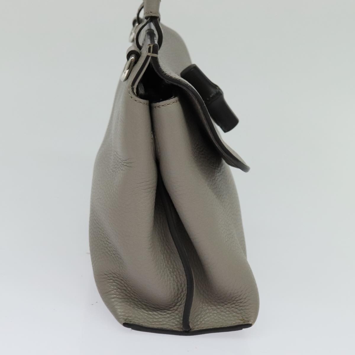 GUCCI Bamboo Daily Hand Bag Leather Gray Silver - 3
