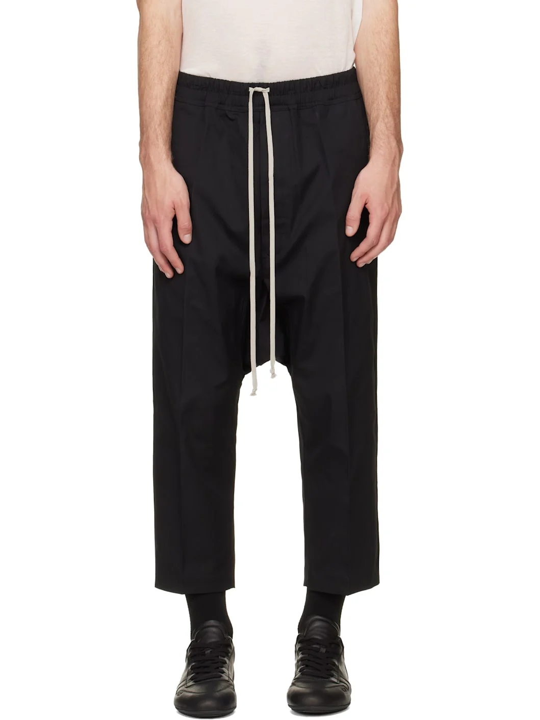 Black Tower Drawstring Cropped Trousers - 1