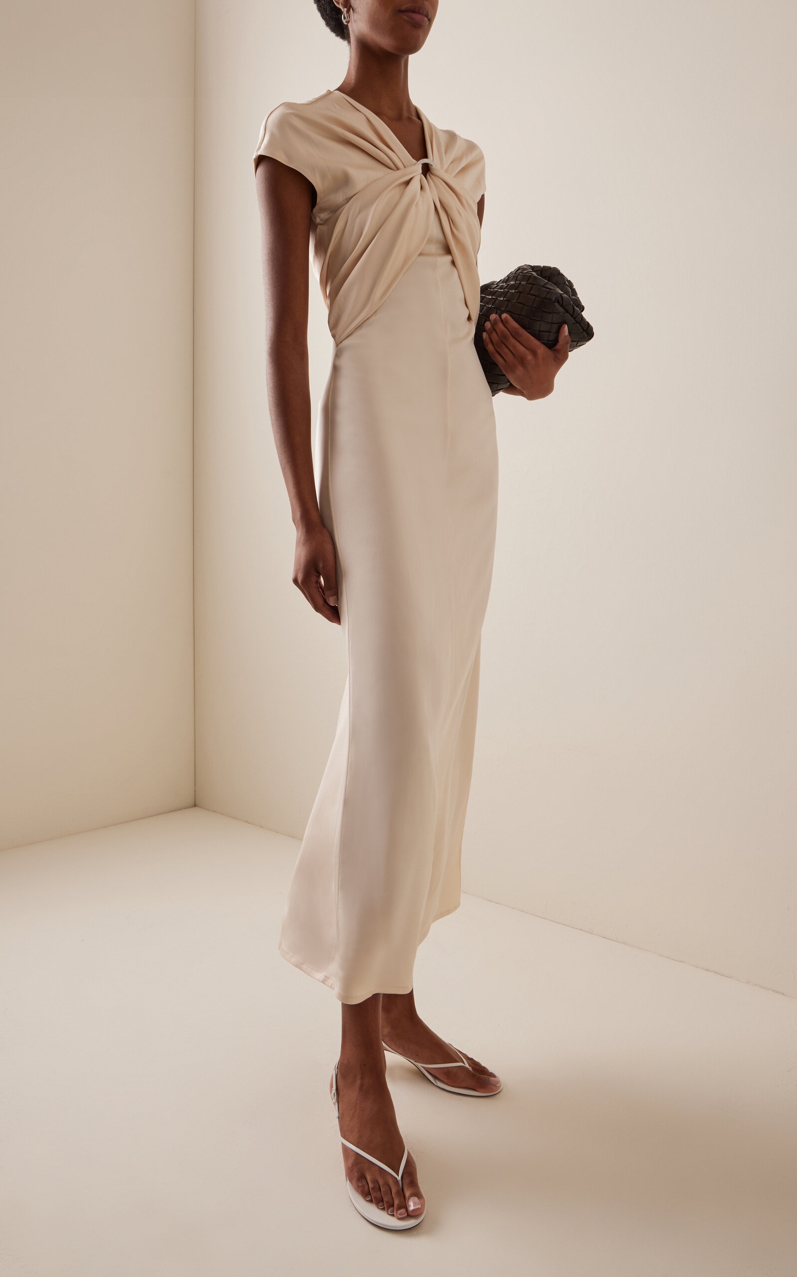 Tova Gathered Crepe Maxi Dress ivory - 3