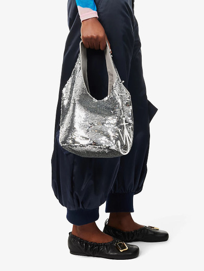 JW Anderson Mini sequin-embellished woven shoulder bag outlook
