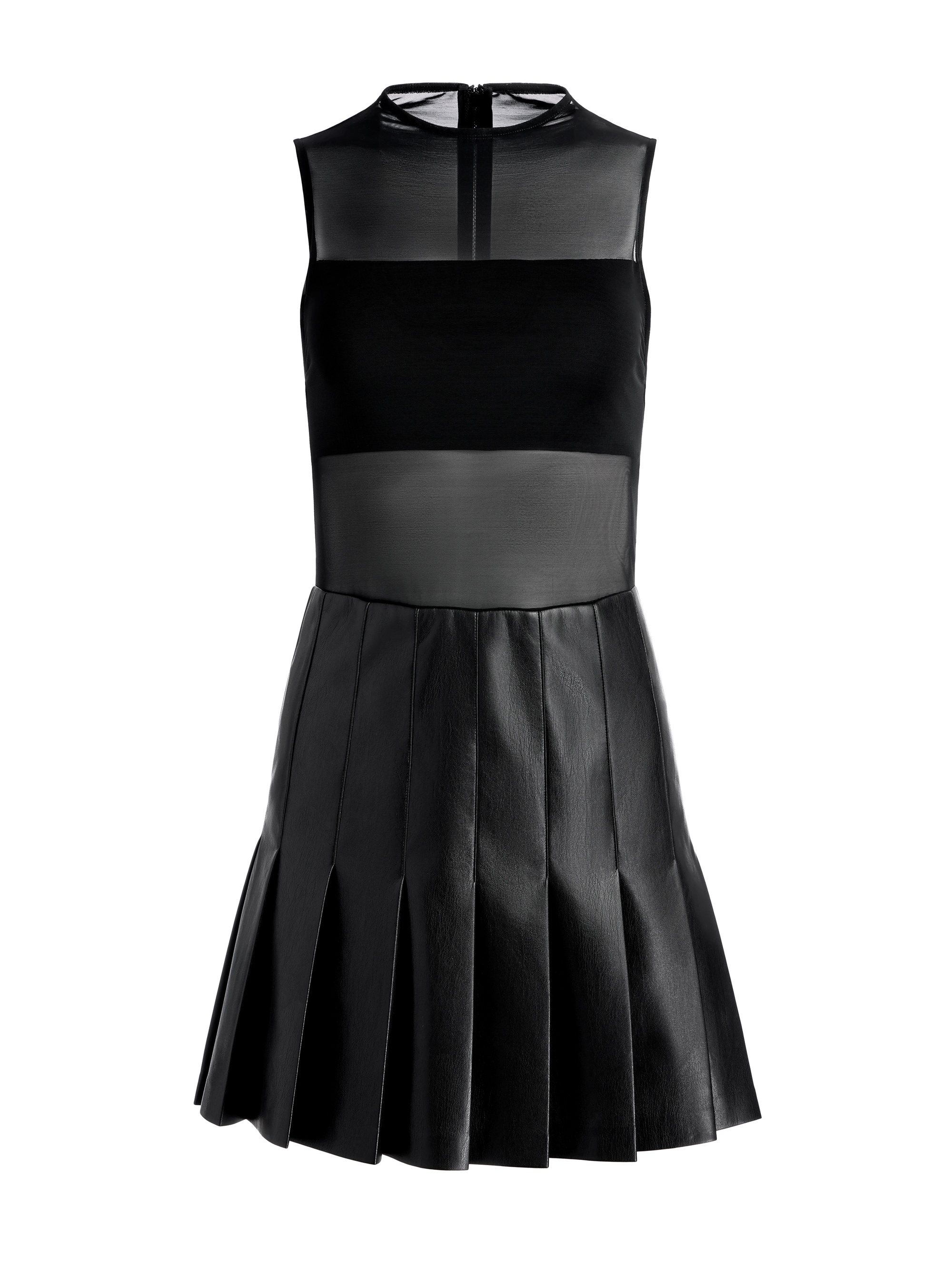 CHARA VEGAN LEATHER PLEATED MINI DRESS - 1