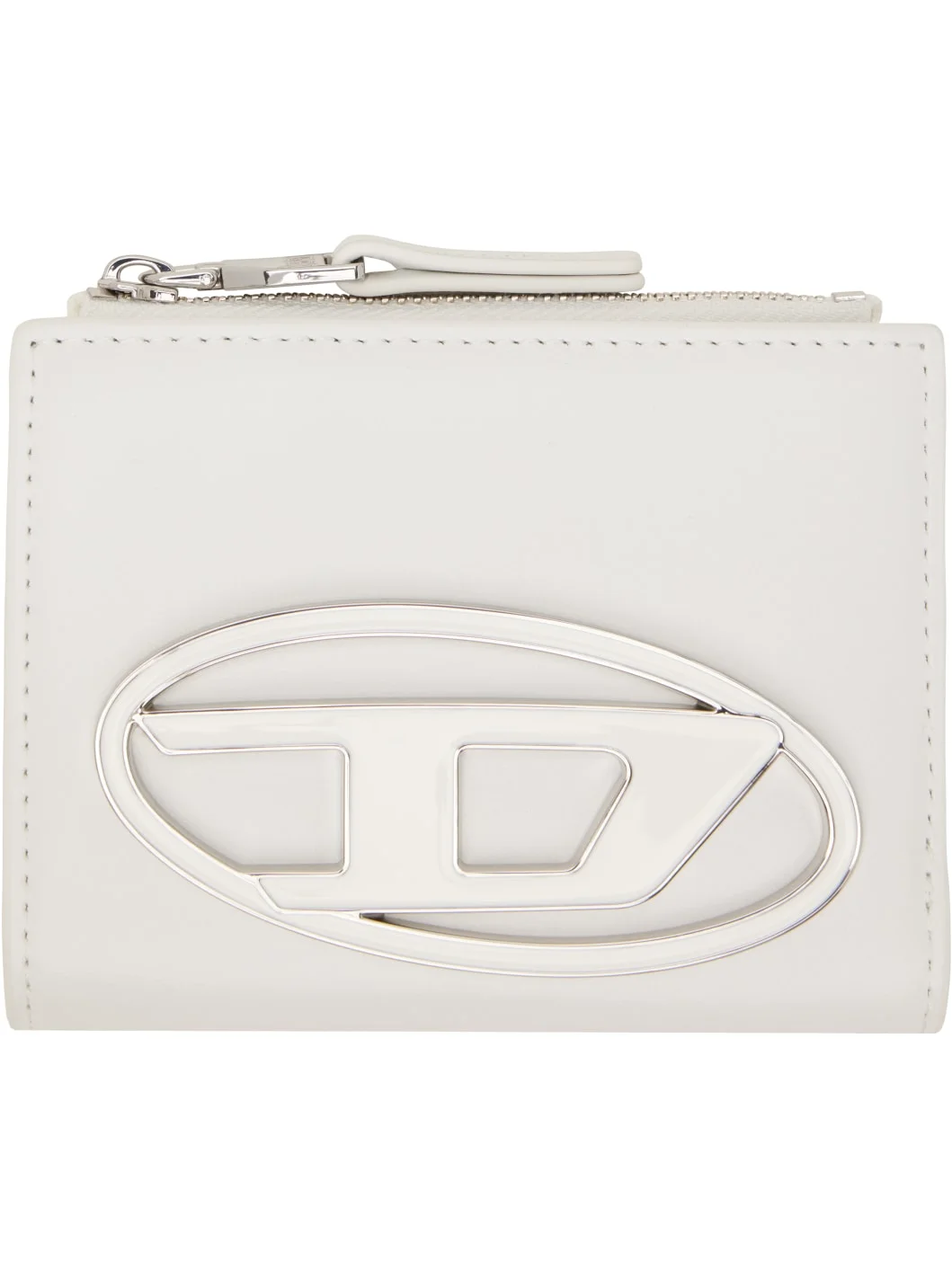 White Logo Plaque Small Leather Wallet - 1