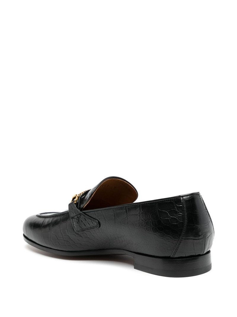 crocodile-embossed leather loafers 3