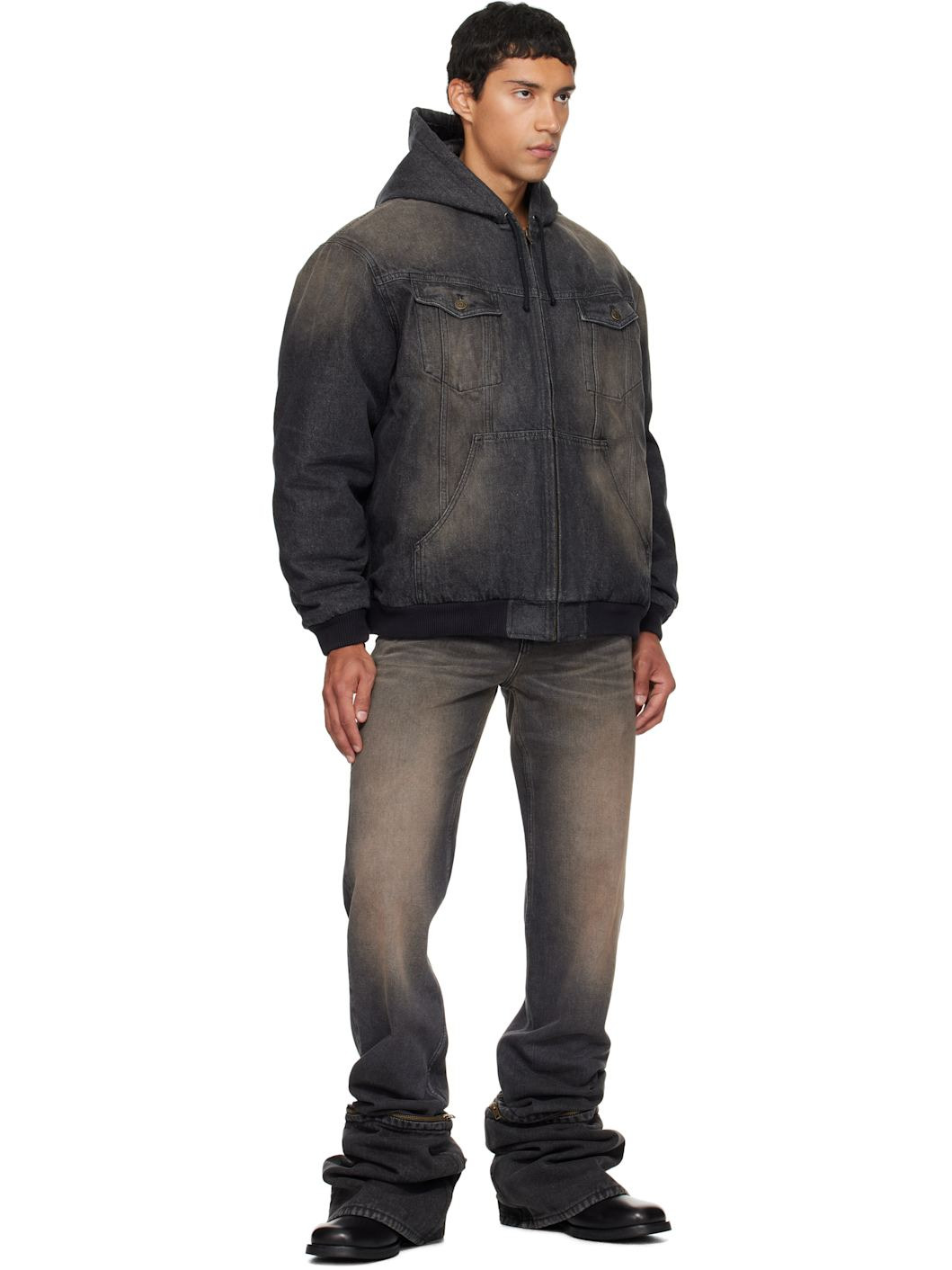 Black & Brown Fitted Jeans - 4