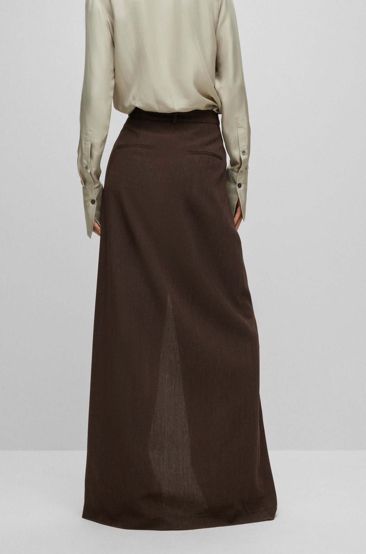 RELAXED-FIT, WIDE-LEG WOOL TROUSERS WITH SKIRT EFFECT - 4