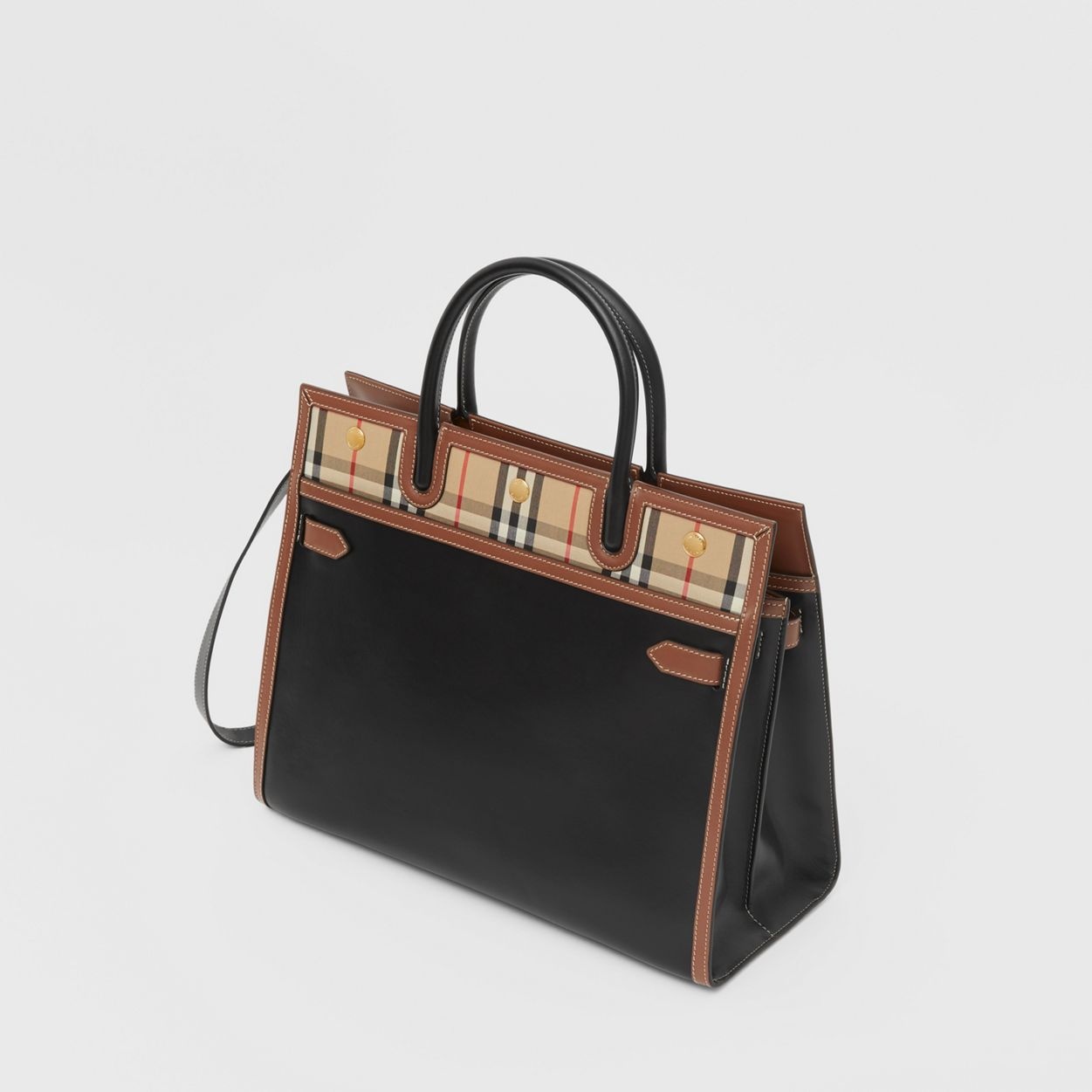 Medium Leather and Vintage Check Two-handle Title Bag - 4