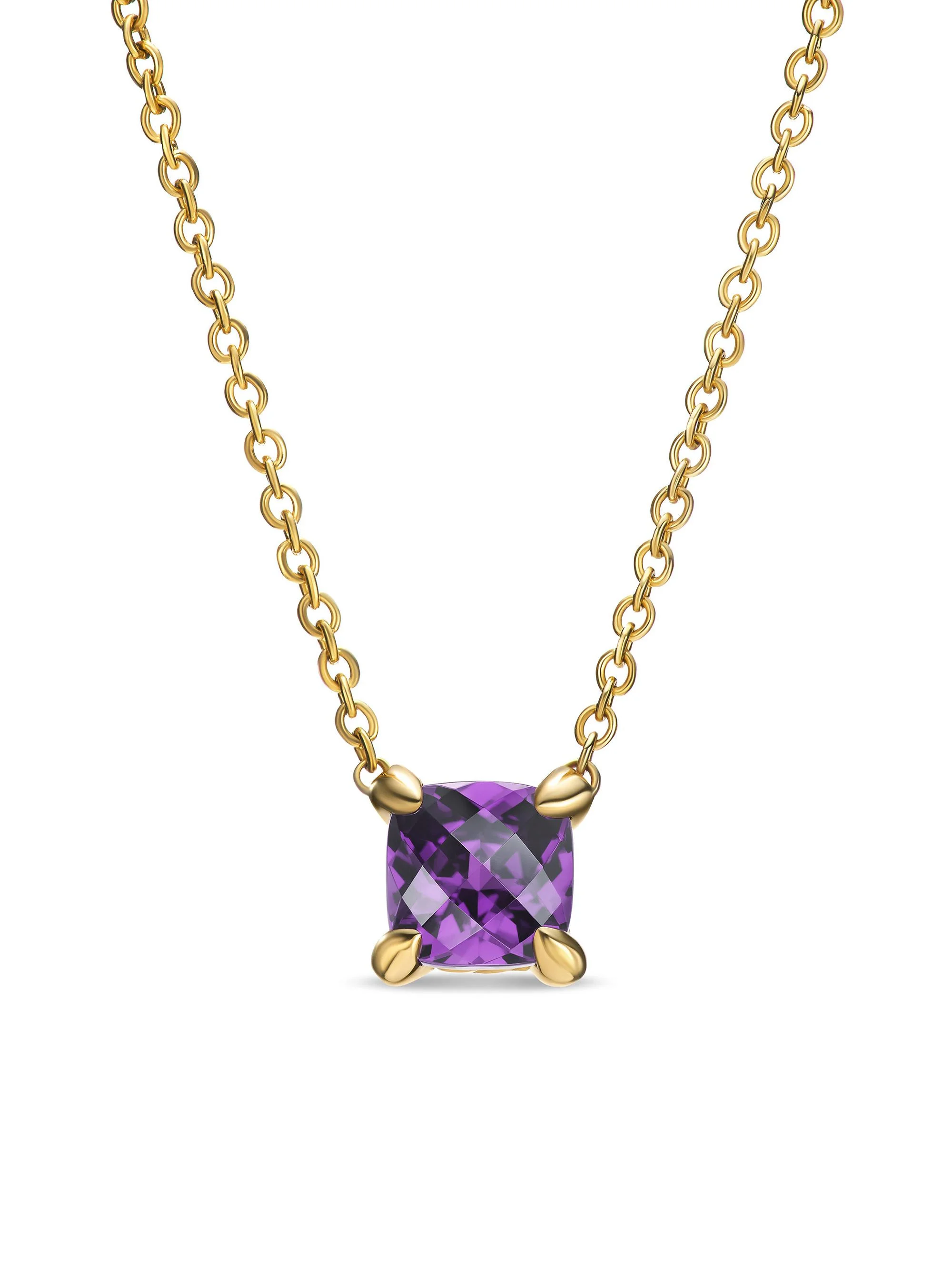 Women's Micro Chatelaine Pendant Necklace in 18K Yellow Gold - Amethyst - 1