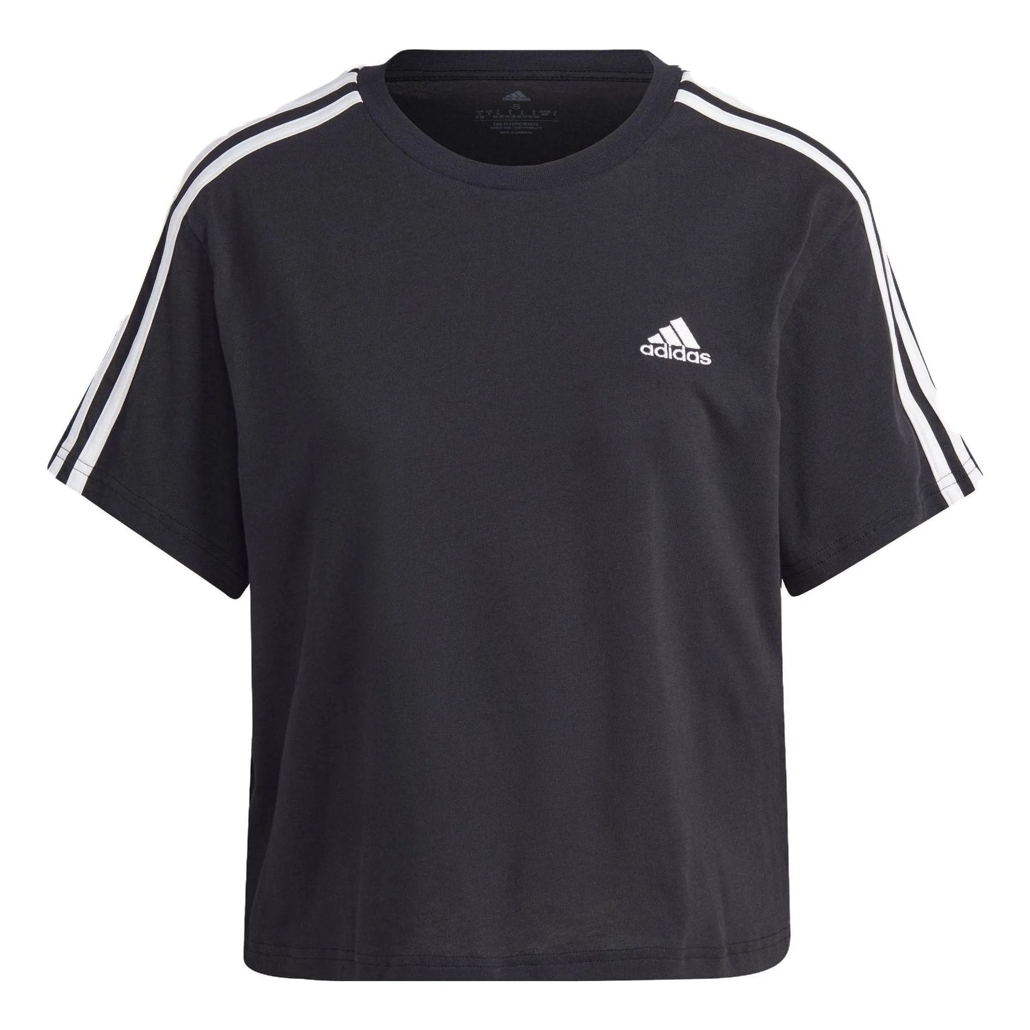 (WMNS) adidas Essentials 3-Stripes Single Jersey Crop Top 'Black White' HR4913 - 1