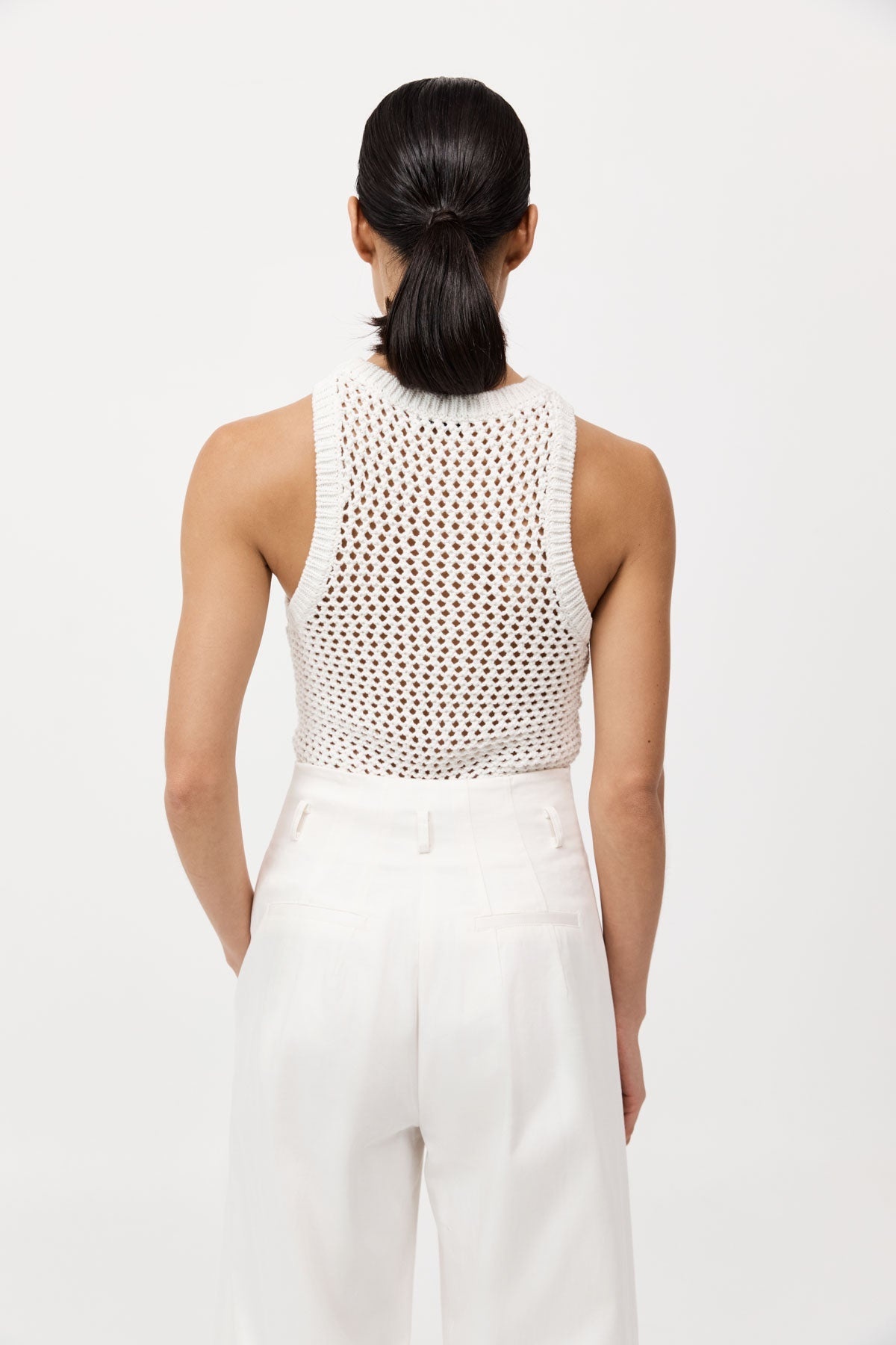 Cotton Crochet Tank - Off White - 4