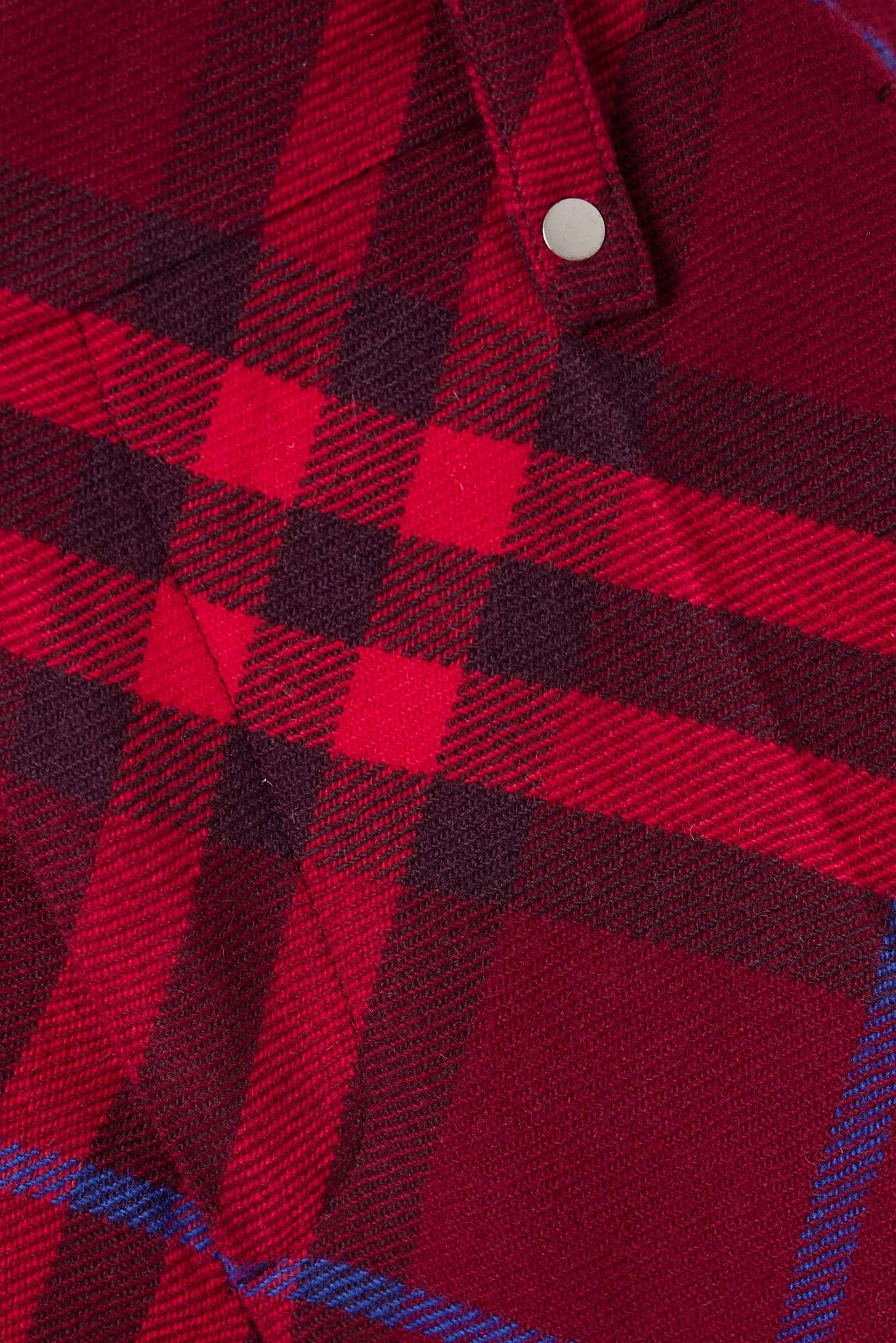 Layered checked wool straight-leg pants - 4
