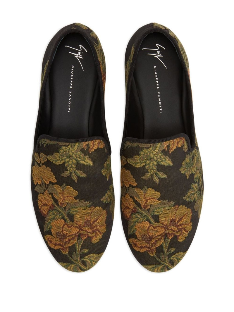 floral-embroidered slip-on loafers 3