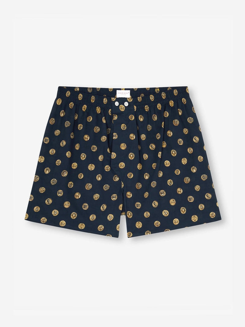 Derek Rose Men's Classic Fit Boxers Ledbury 78 Cotton Batiste Navy outlook