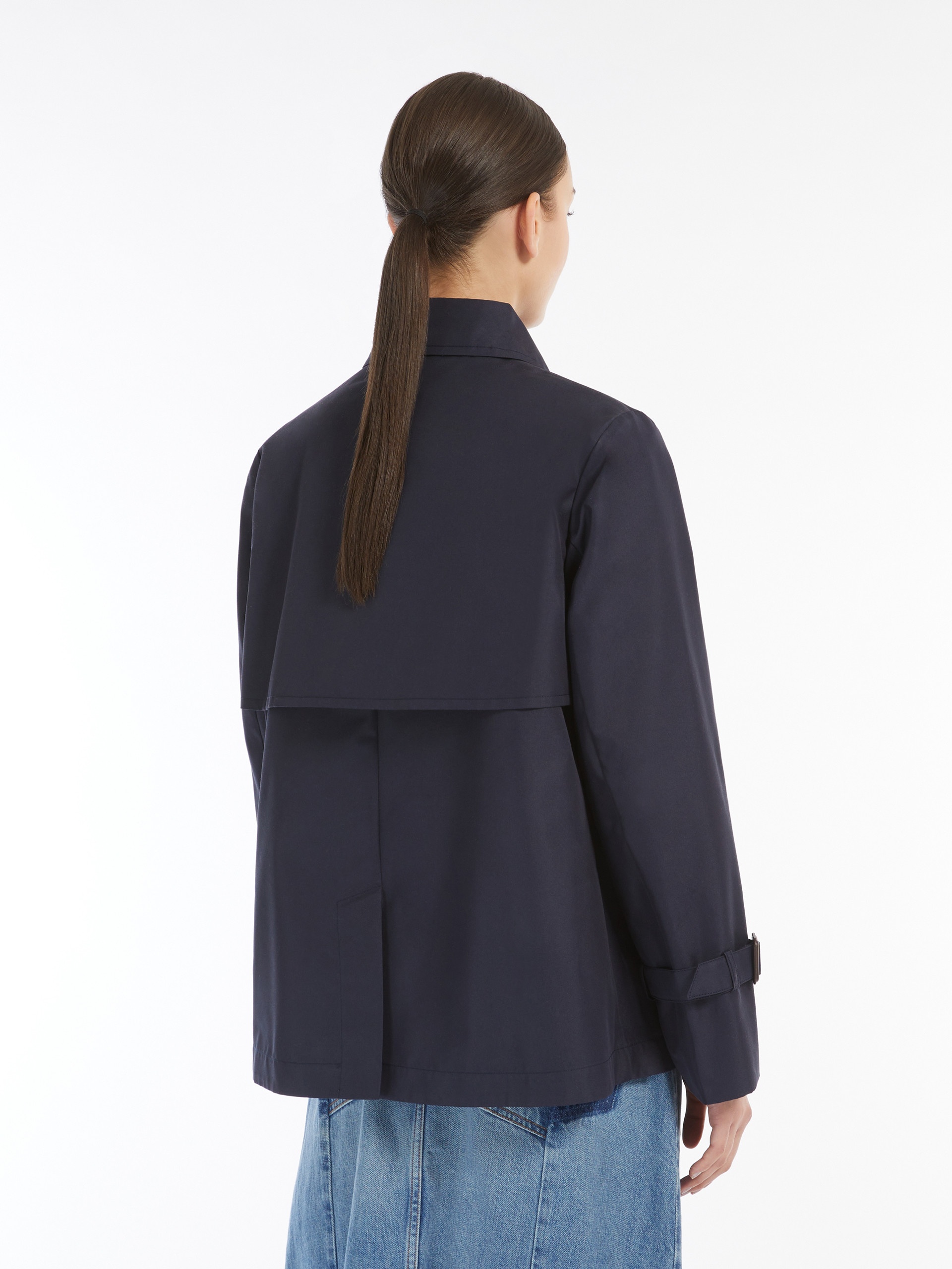 BIGLIA Water-repellent gabardine short trench coat - 4