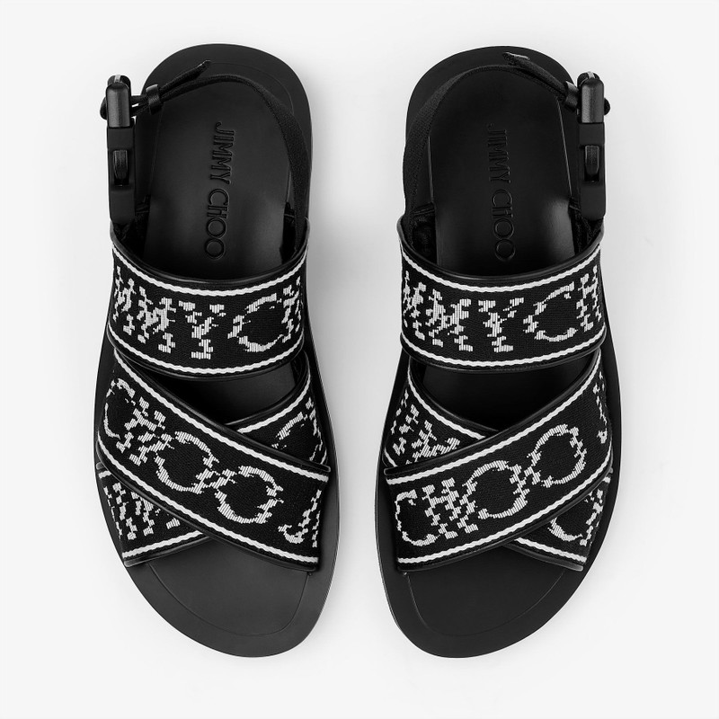 Jude Sandal/M
Black and White Distorted Jimmy Choo Print Webbing Sandals 4