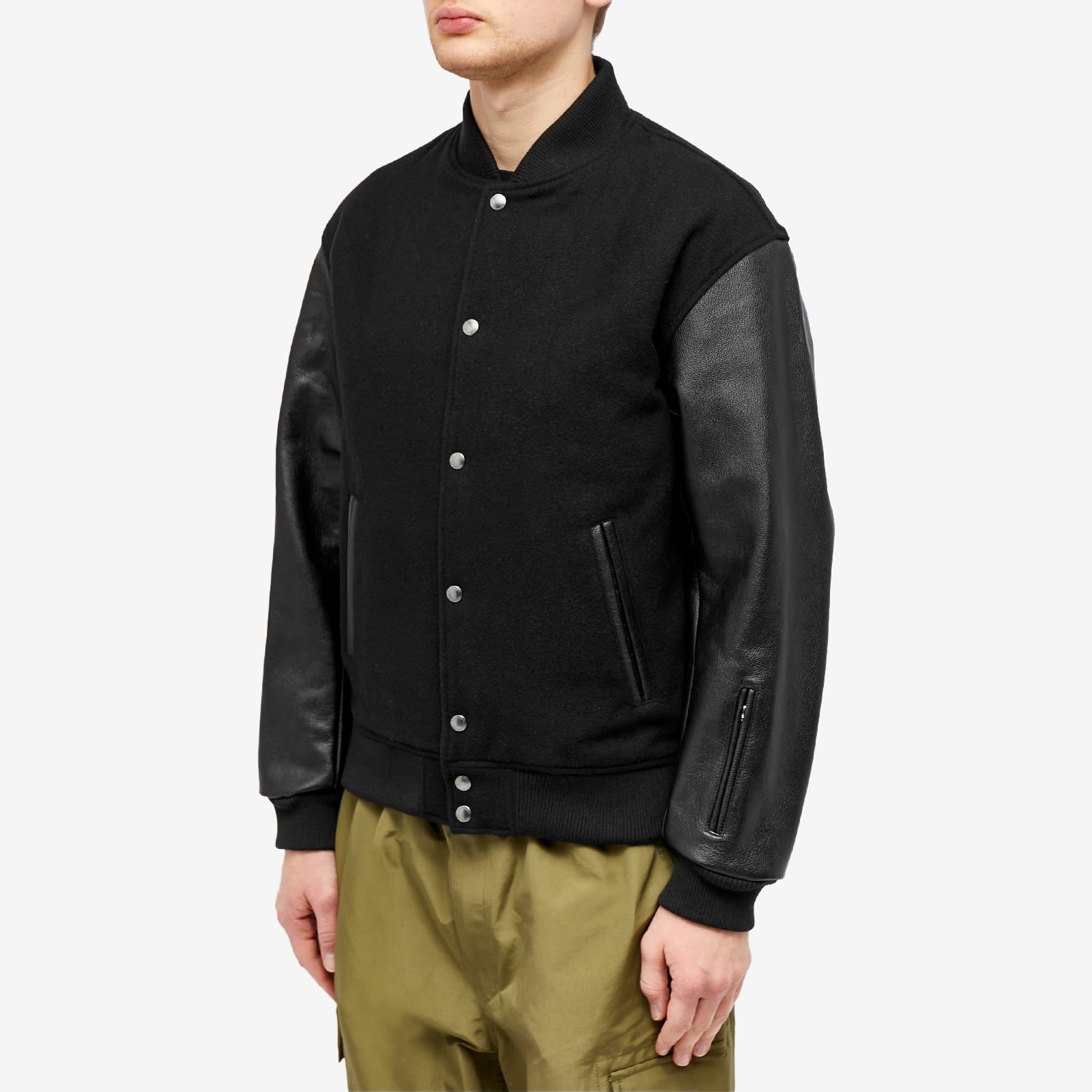 SOPHNET. Leather Sleeve Varsity Jacket - 2