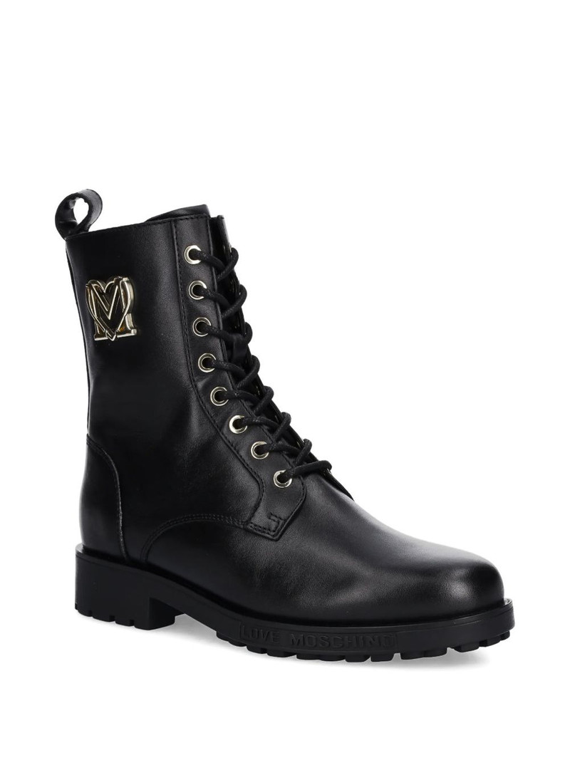 Moschino logo-detail lace-up combat boots outlook