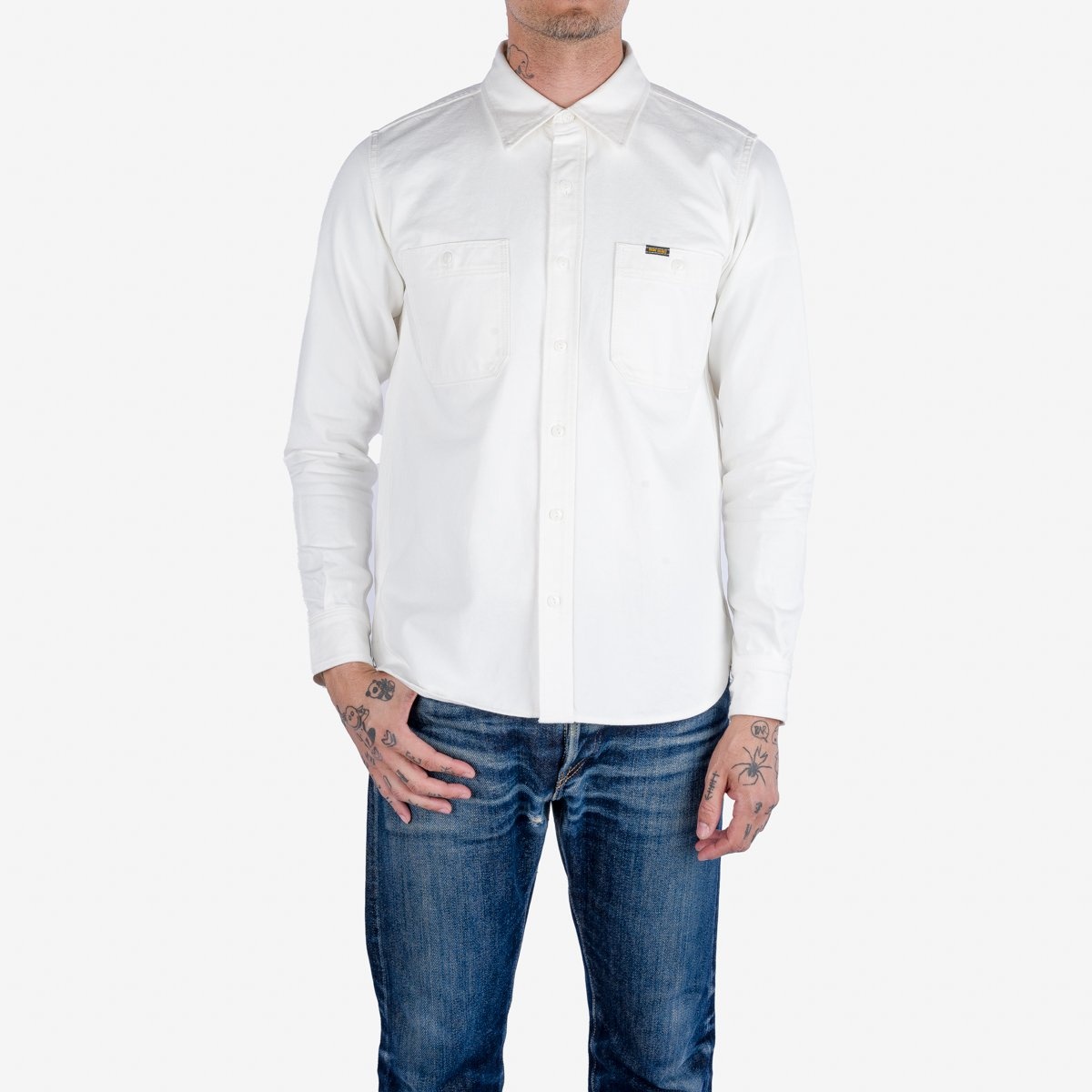 IHSH-391-WHT 13.5oz Denim Work Shirt - White - 3