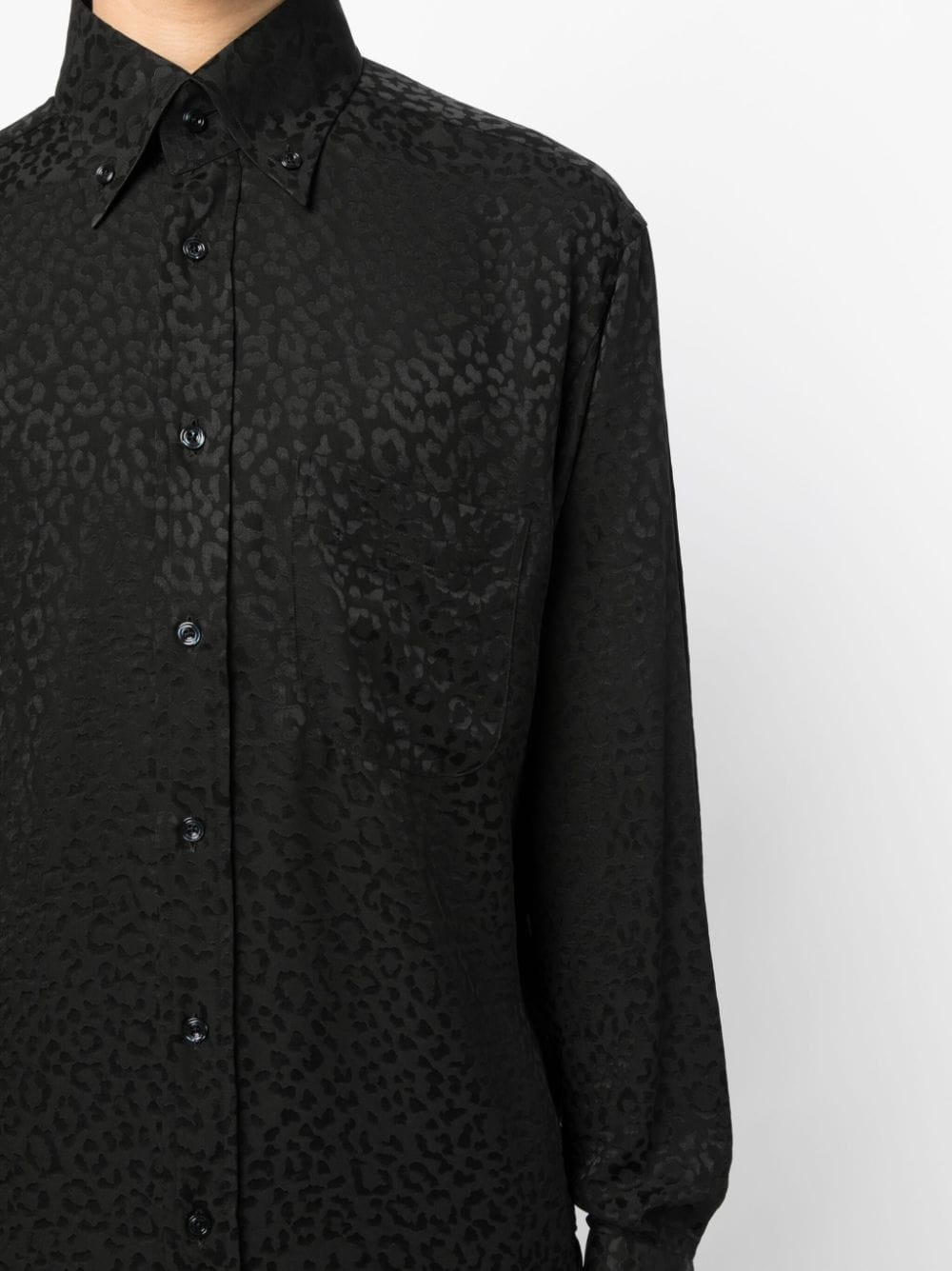 leopard-jacquard silk shirt - 5