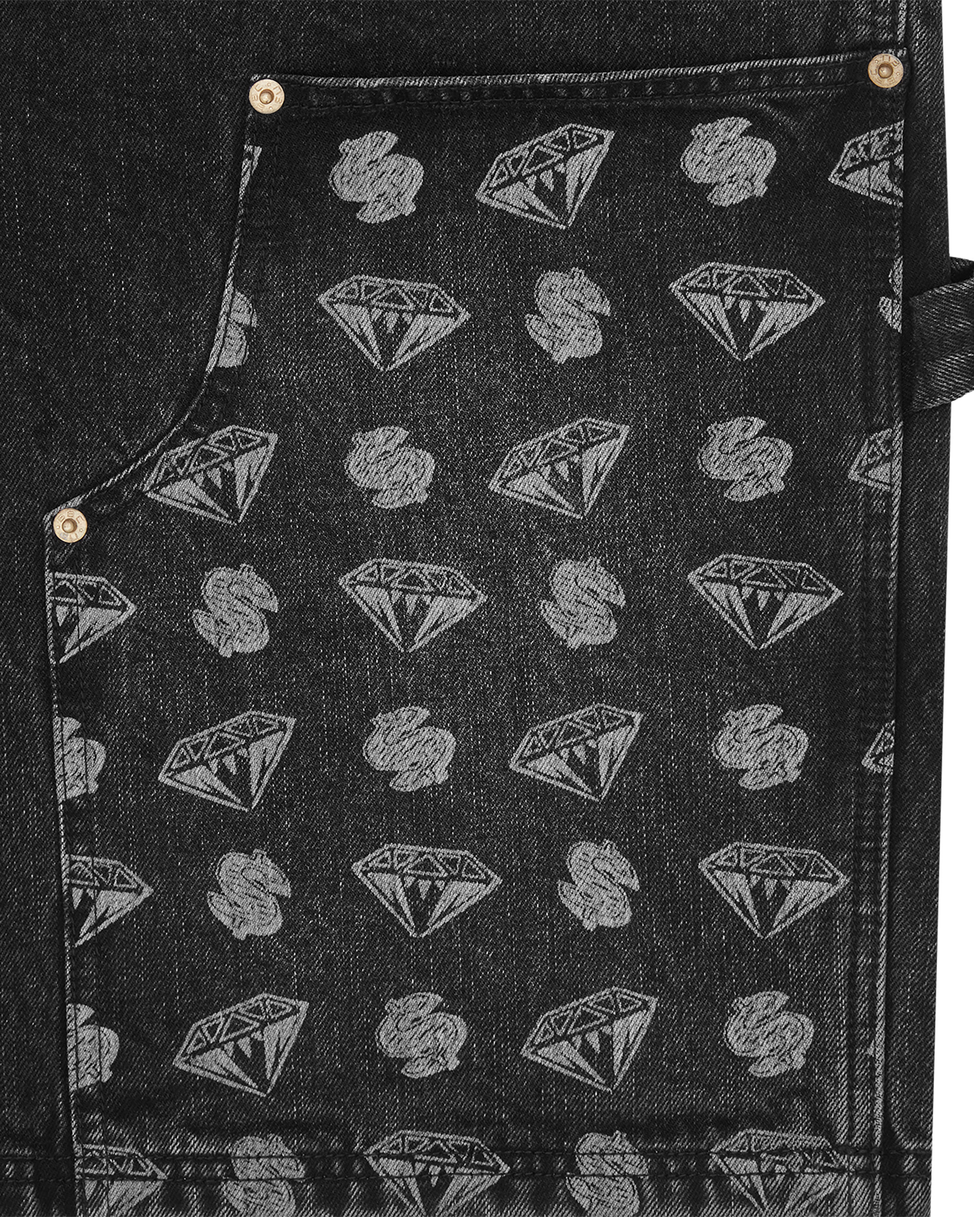 DIAMONDS & DOLLARS DENIM CARPENTER SHORT - 4