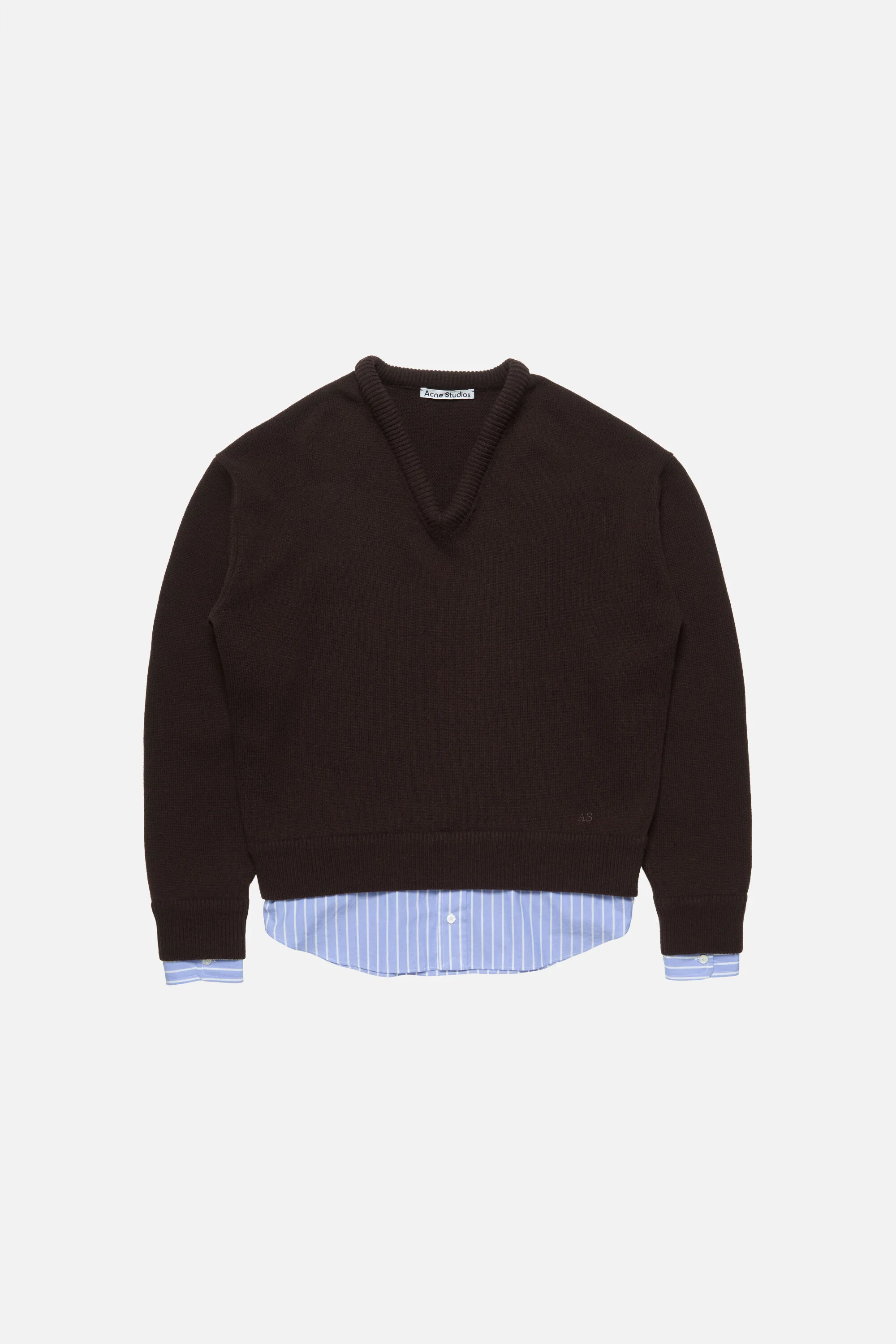 layered wool sweater - Dark brown - 1
