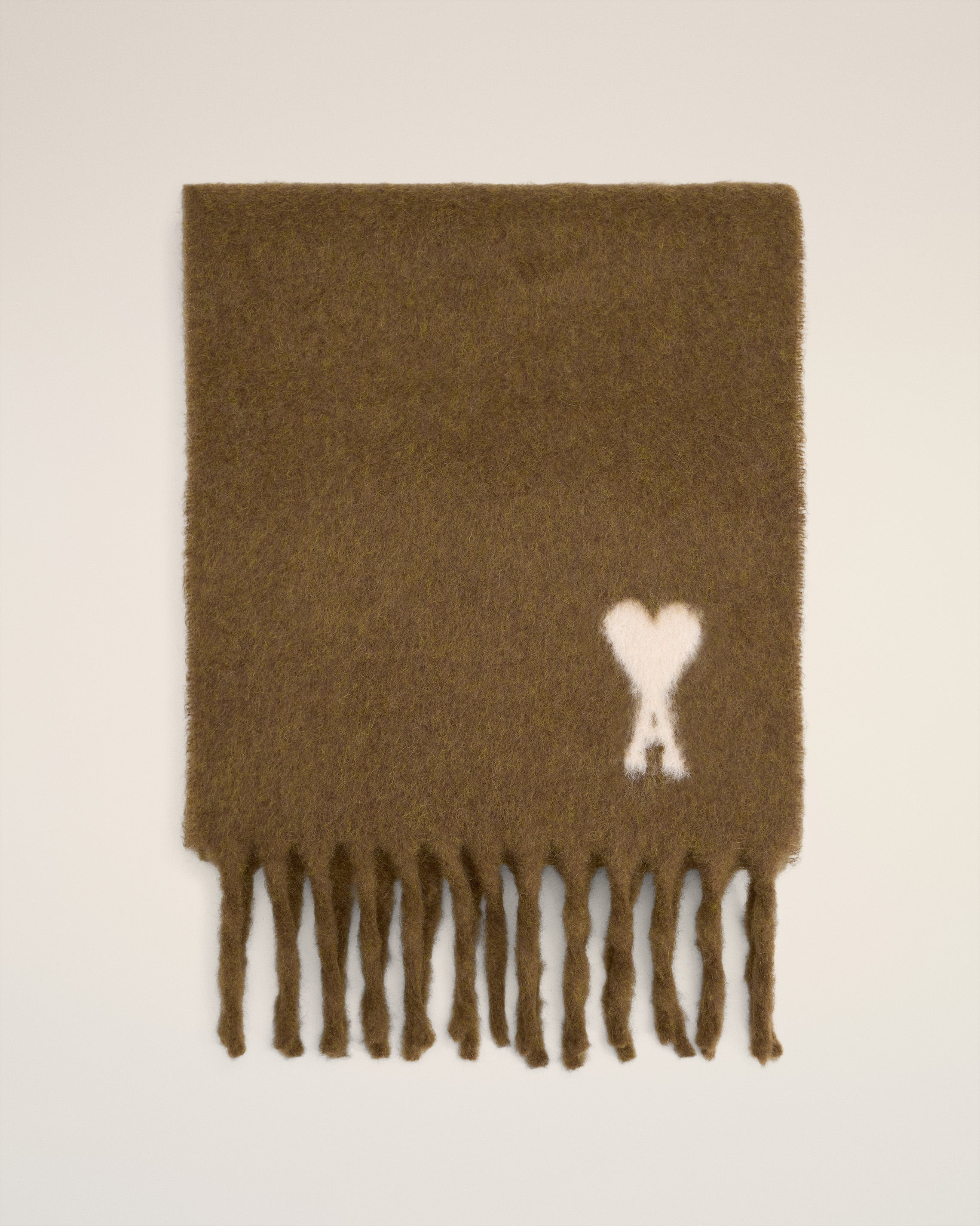 BROWN ALPACA OFF WHITE AMI DE COEUR SCARF - 1
