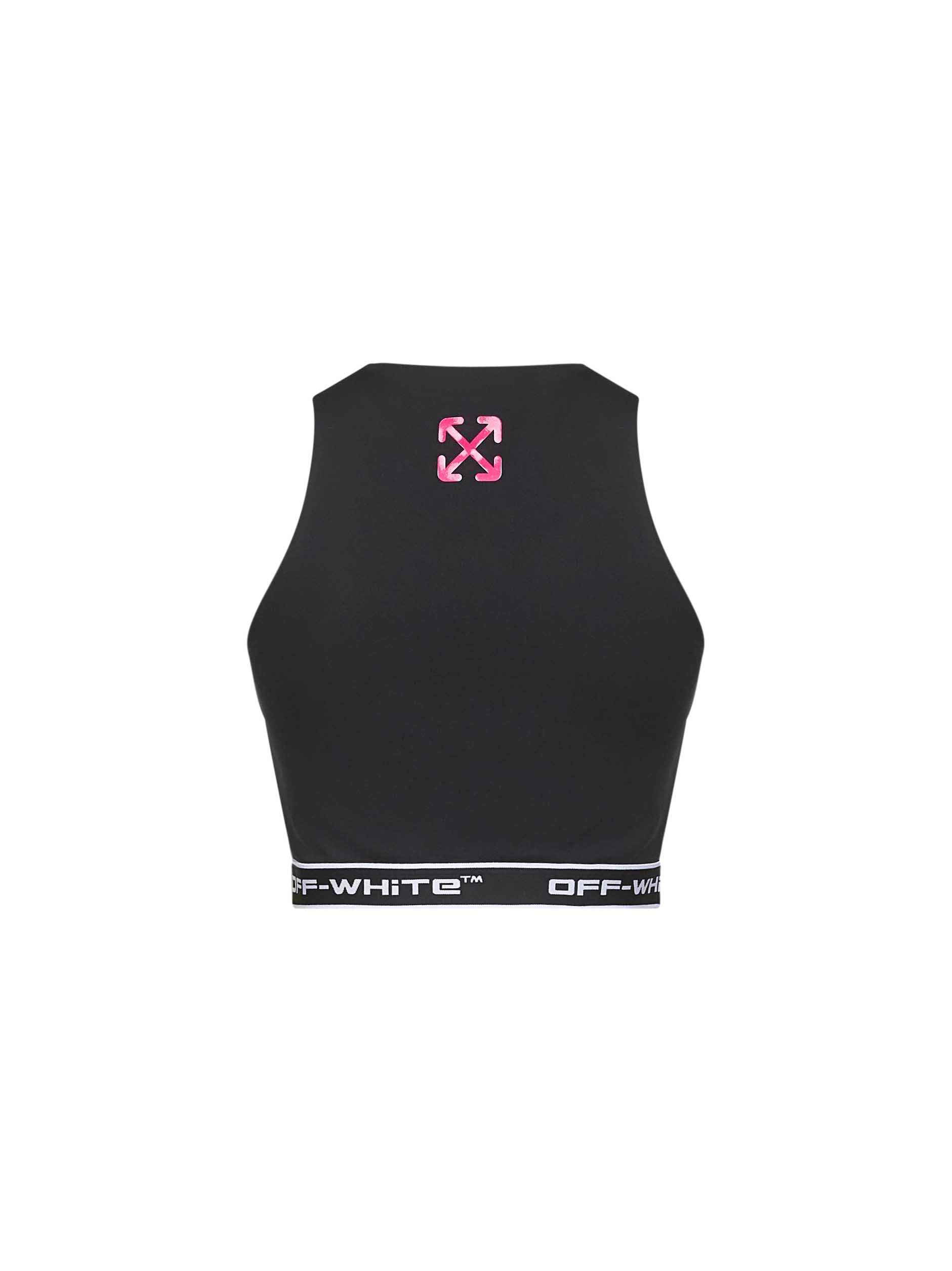 Off White Women Black Jersey Logoband Activewear Top - 2