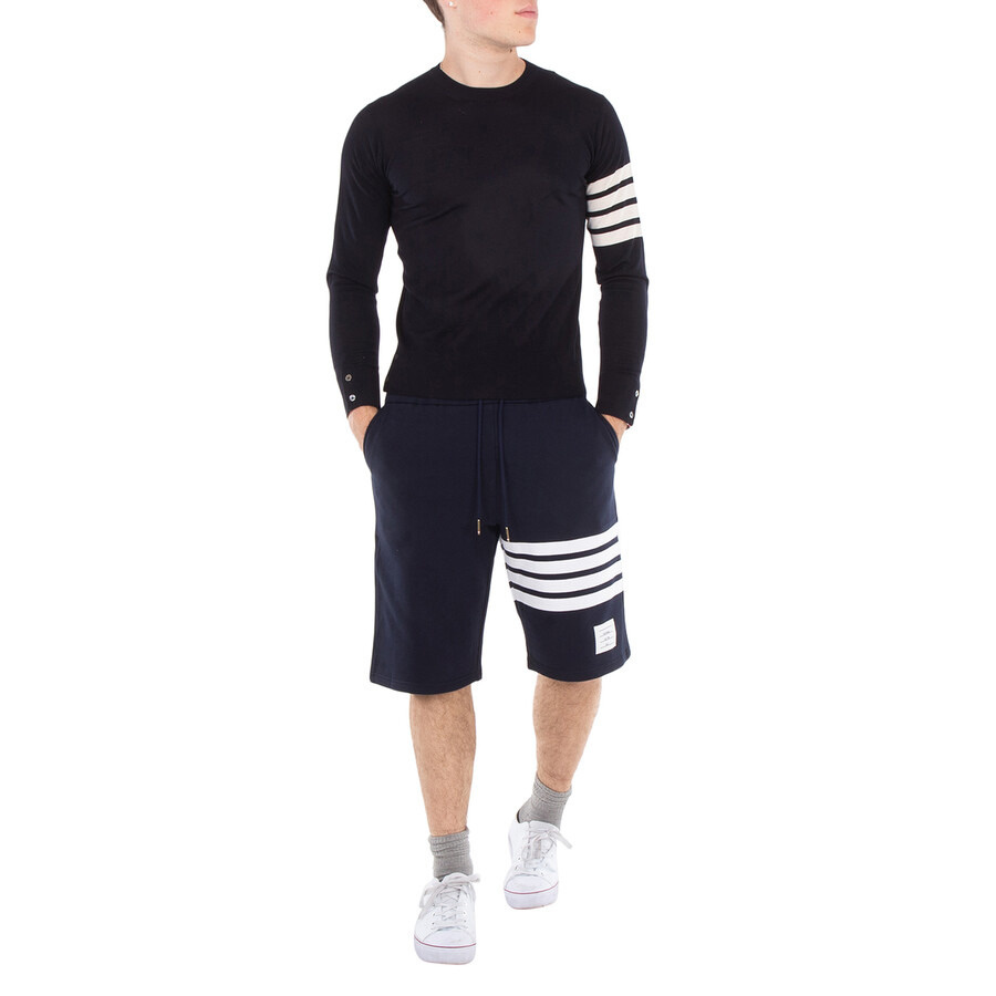 Thom Browne Navy 4-Bar Loopback Cotton Sweatshorts - 4