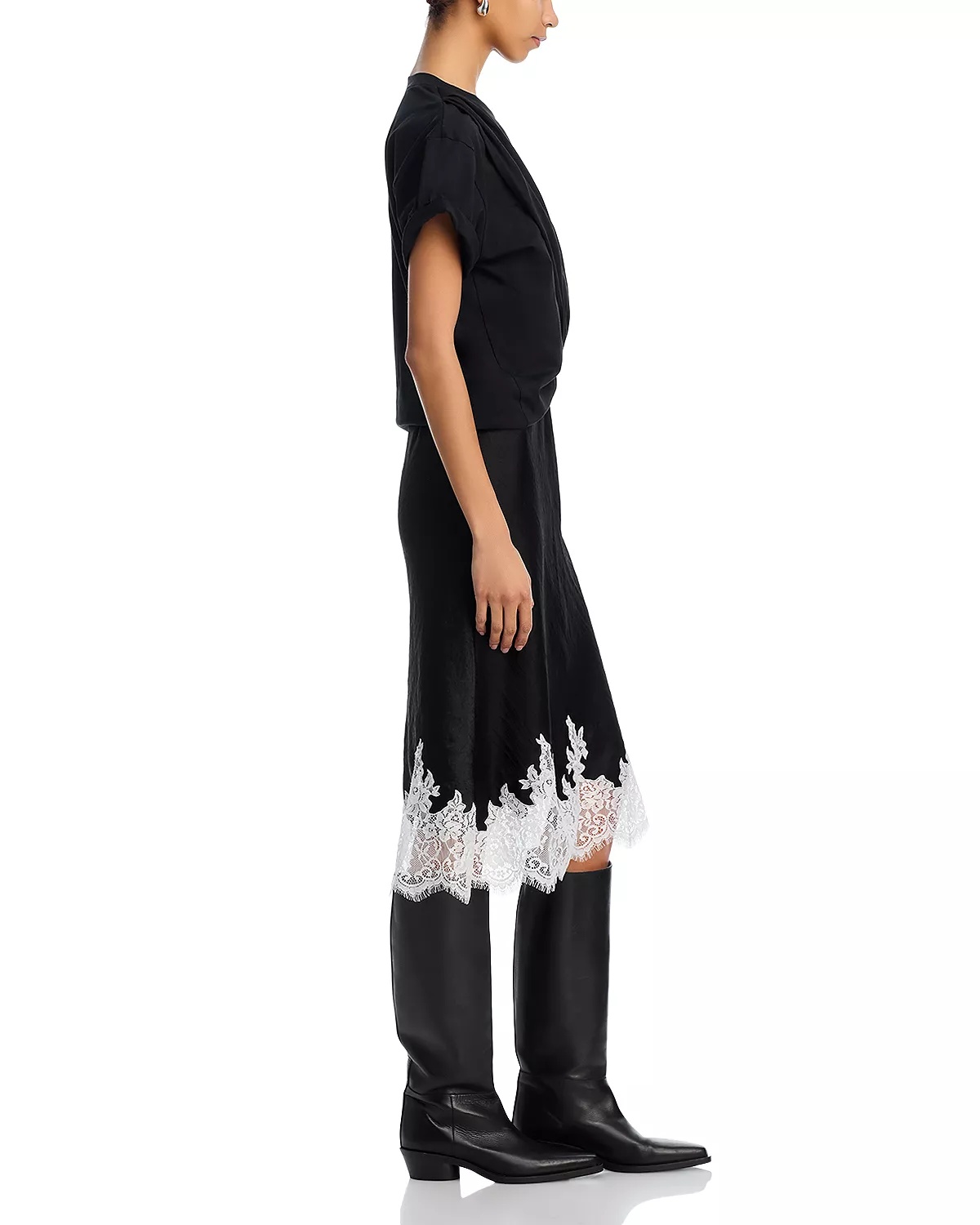 Draped Slip Combo Cotton T-Shirt Dress - 5