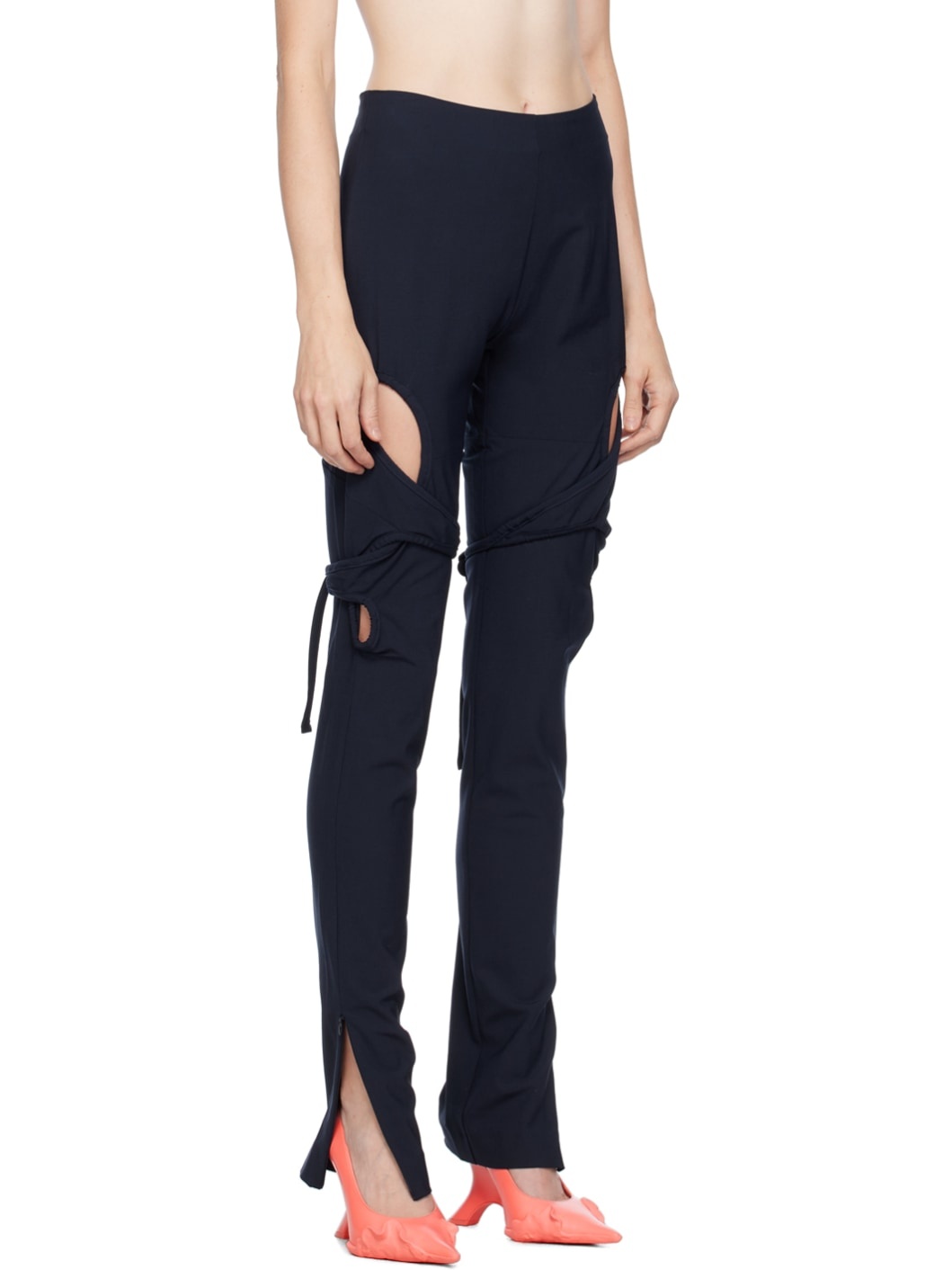 Navy Fitted Loop Trousers - 2