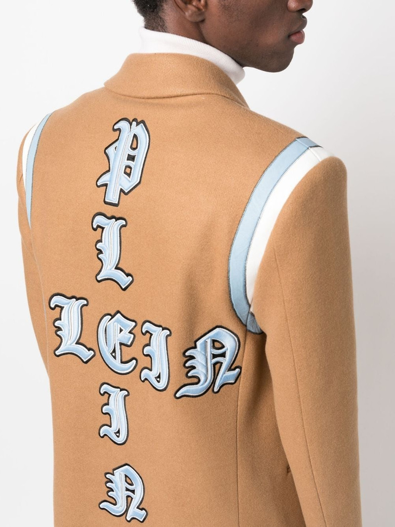logo-patch single-breasted coat 5