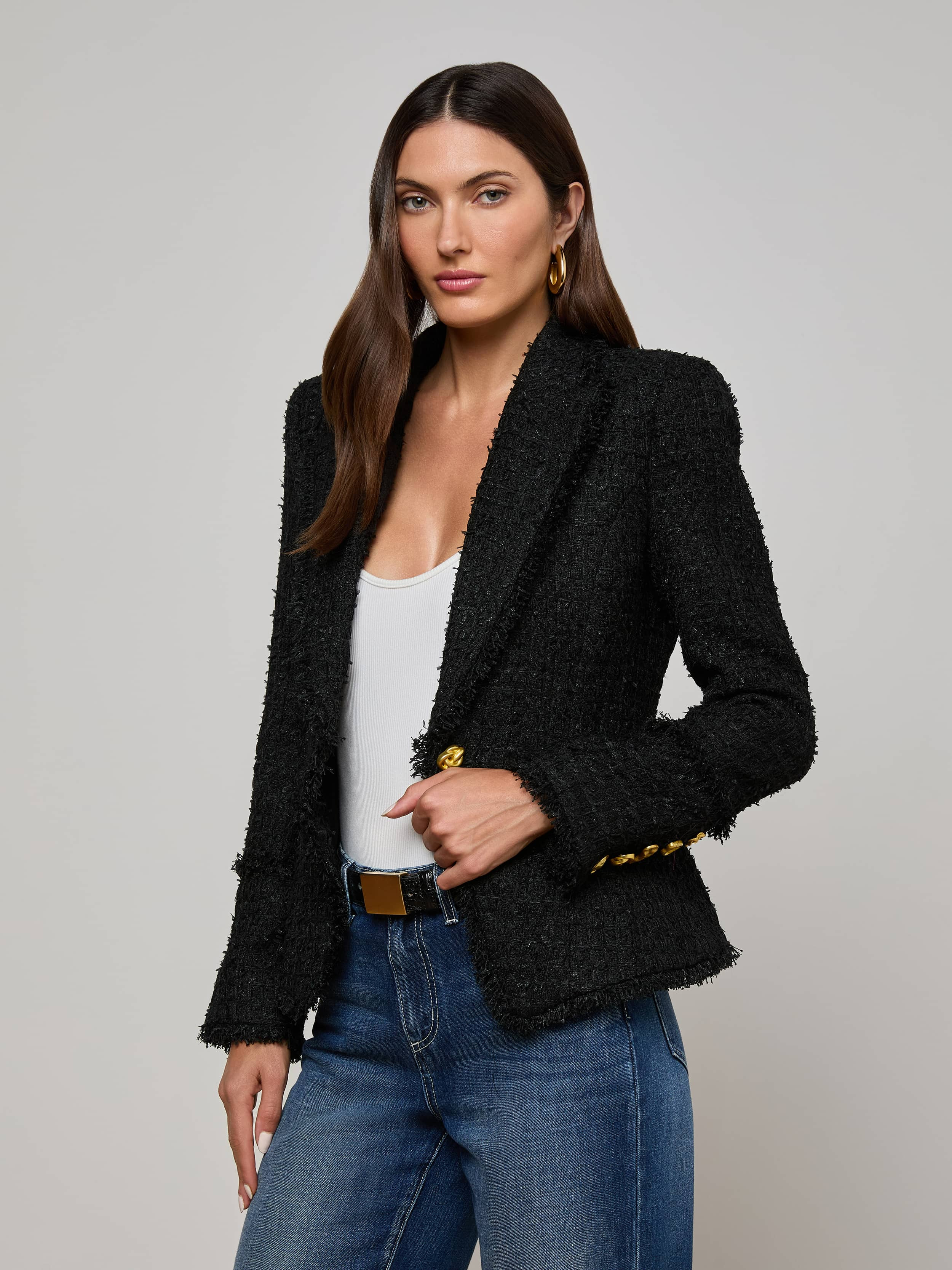 Kaisley Frayed Trim Blazer - 3