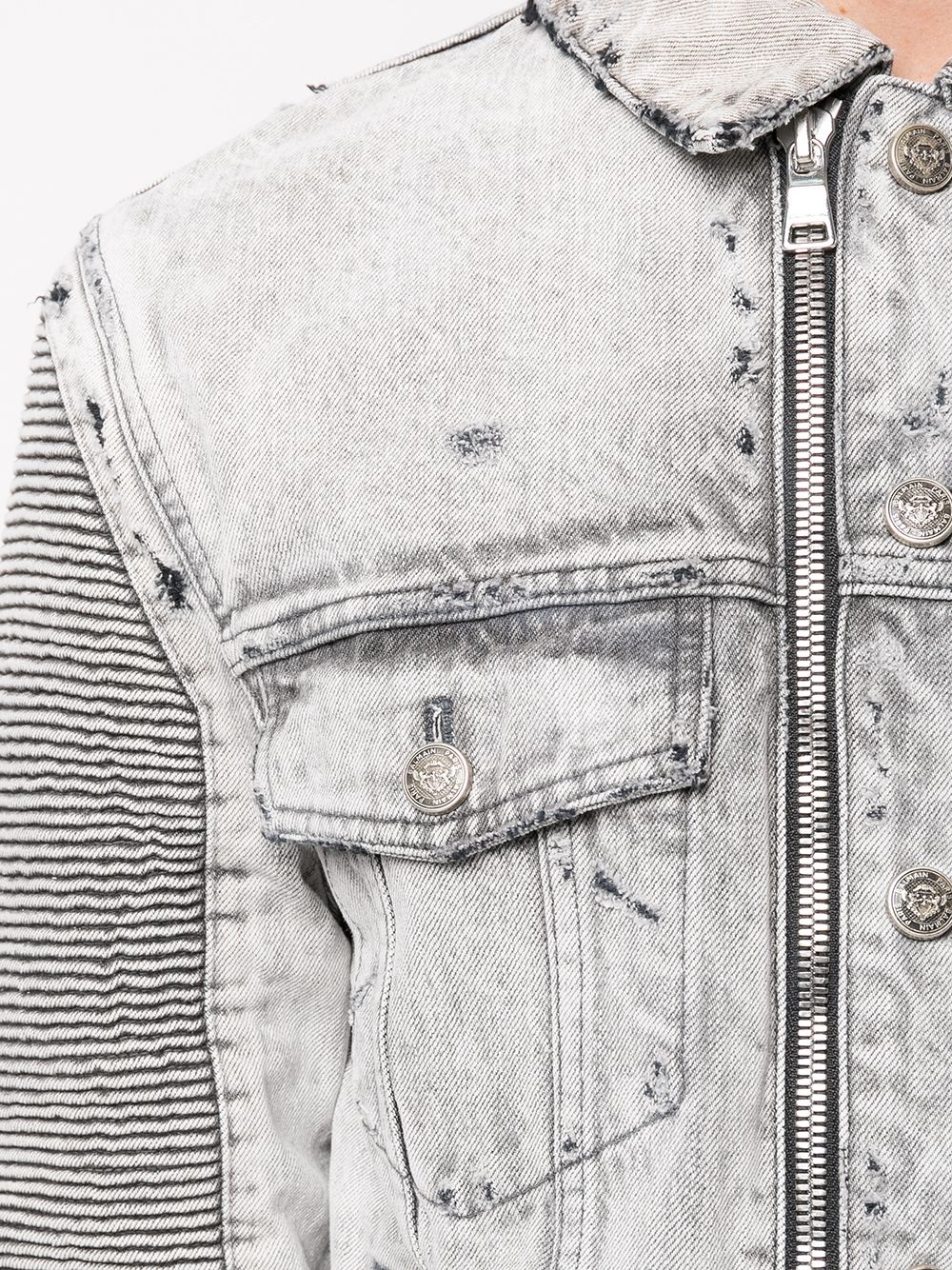 distressed-effect denim jacket - 5