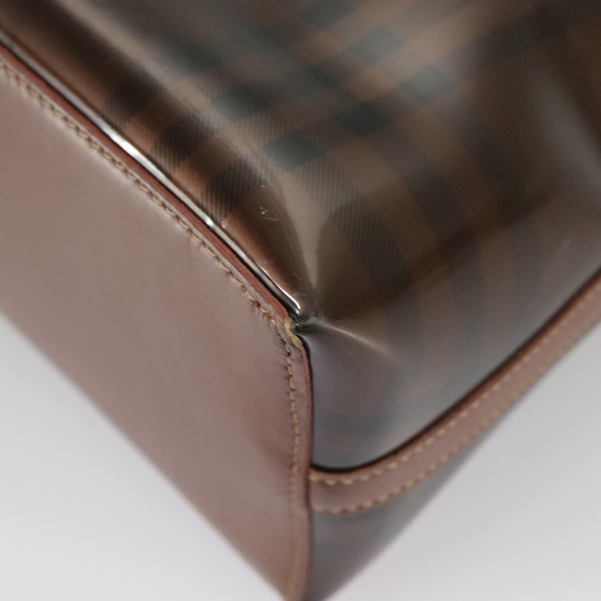 Burberry Nova Check Shoulder Bag Vinyl Leather Brown Gold - 16