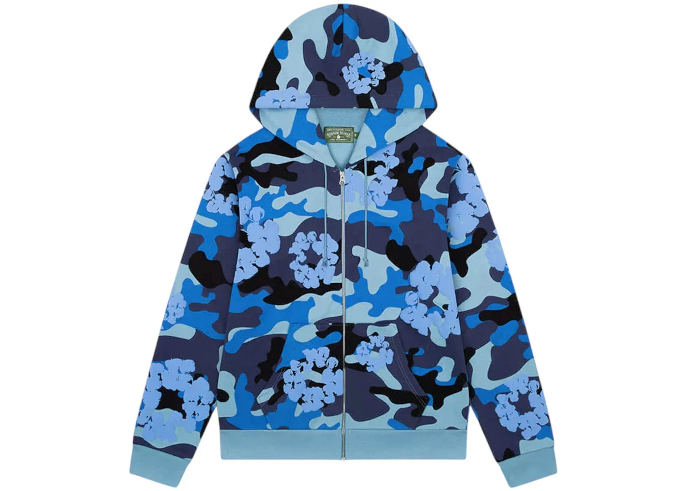 Denim Tears The Cotton Wreath Zip Sweatshirt Blue Camo - 1