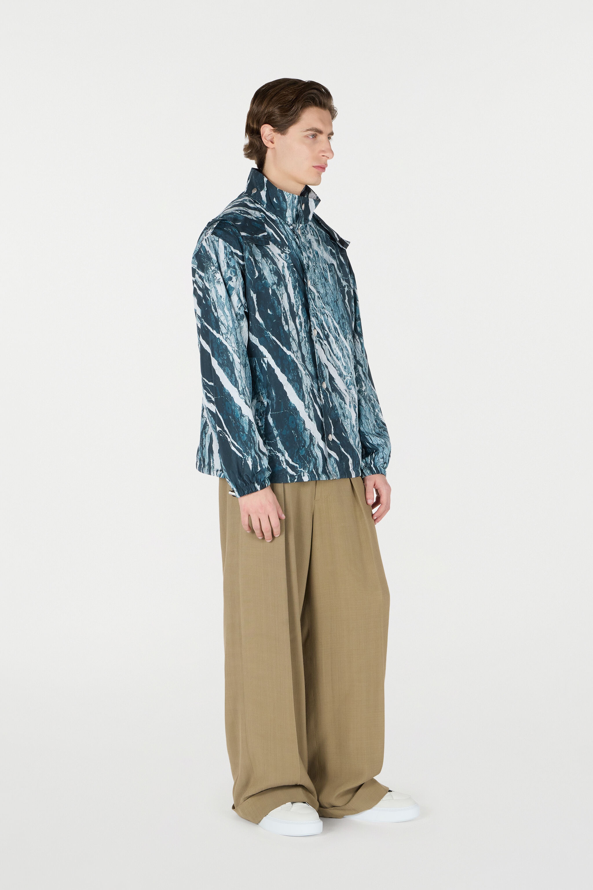 Marble-Print Bomber Jacket - 3