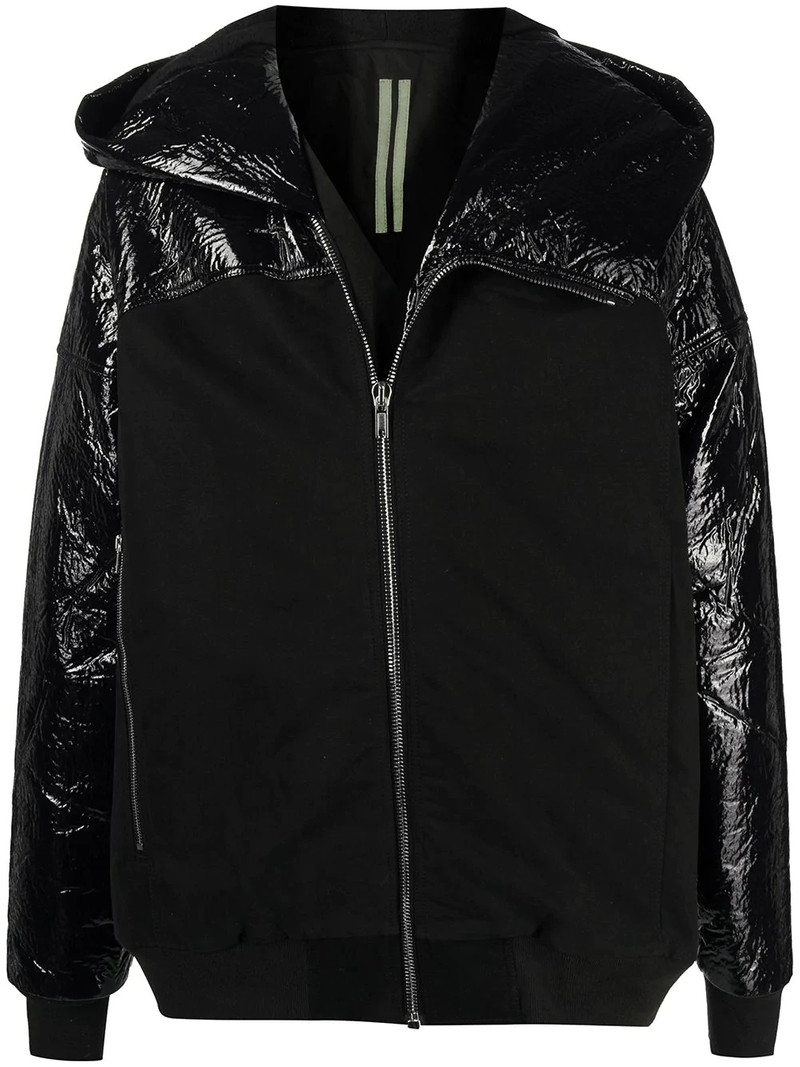 crinkled glossy hooded jacket 1