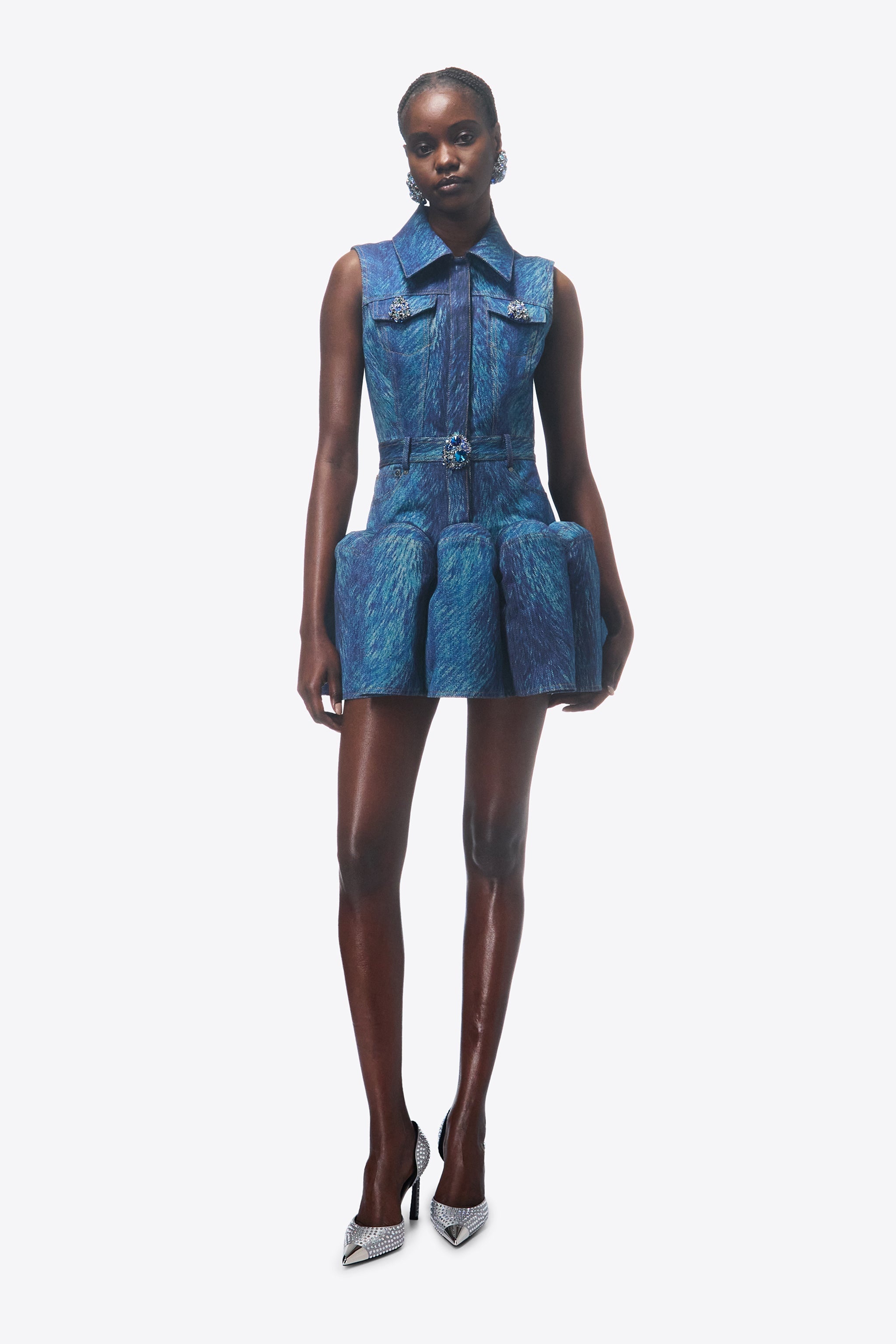 FUR PRINTED GODET MINI DRESS - 3