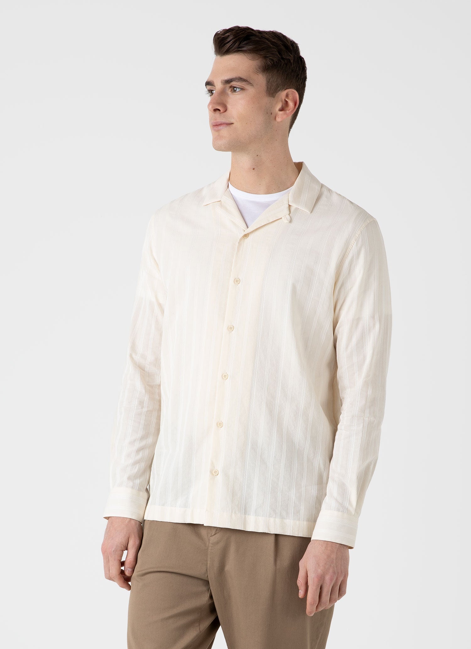 Embroidered Stripe Long Sleeve Shirt - 2