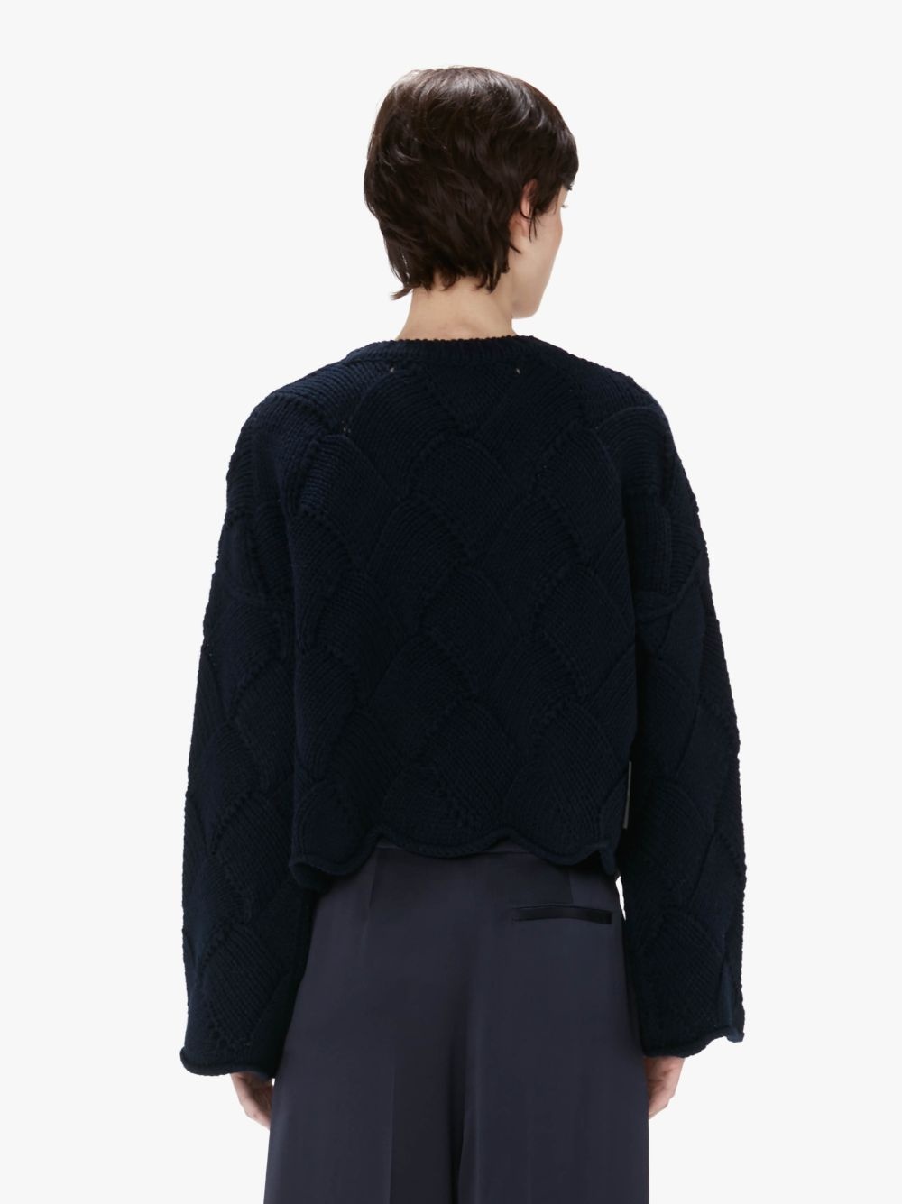 basket-weave cropped jumper - 3