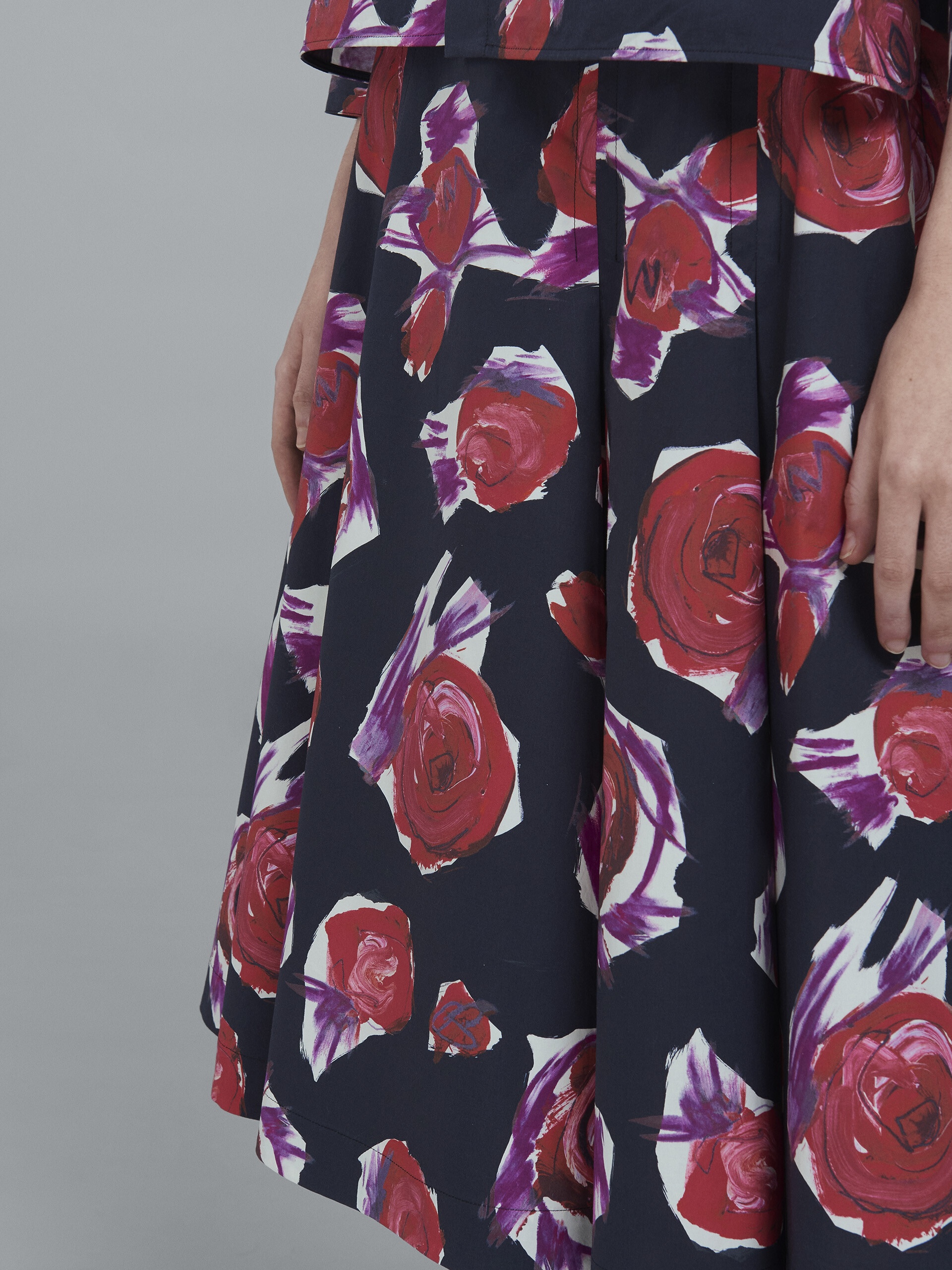 SPINNING ROSES PRINT POPLIN BALLOON SKIRT - 4