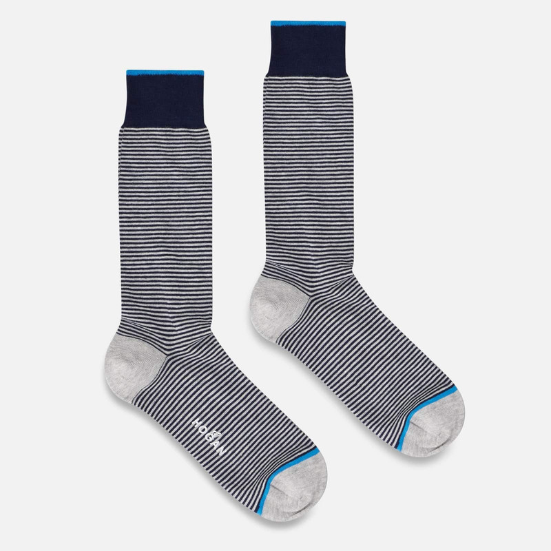 Micro Stripes Socks Grey Blue 1