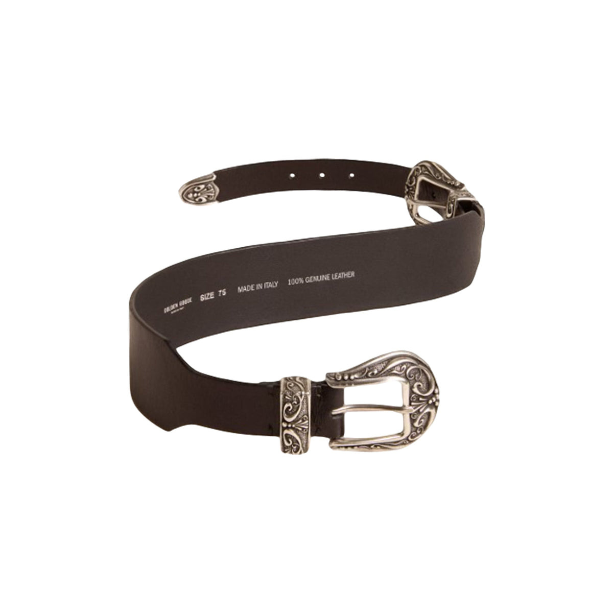 WOMEN'S DOUBLE BUCKLE WASHED LEATHER BELT (BLACK) - 3