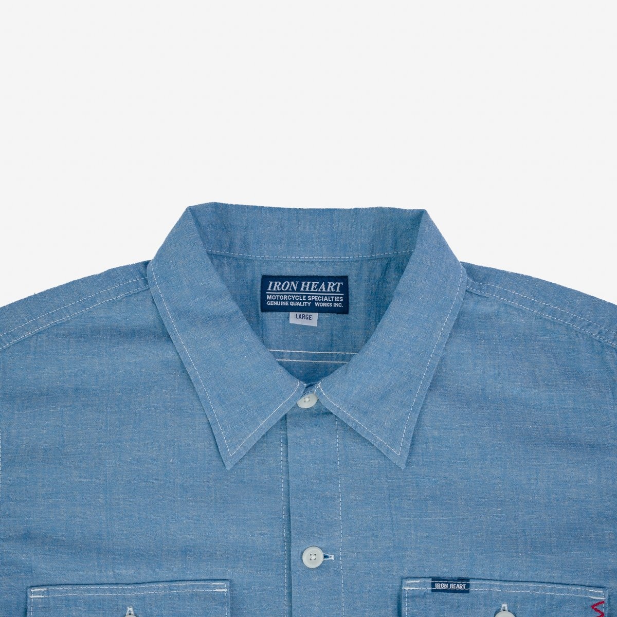 IHSH-388-BLU 4oz Selvedge Short Sleeved Summer Shirt - Blue - 8