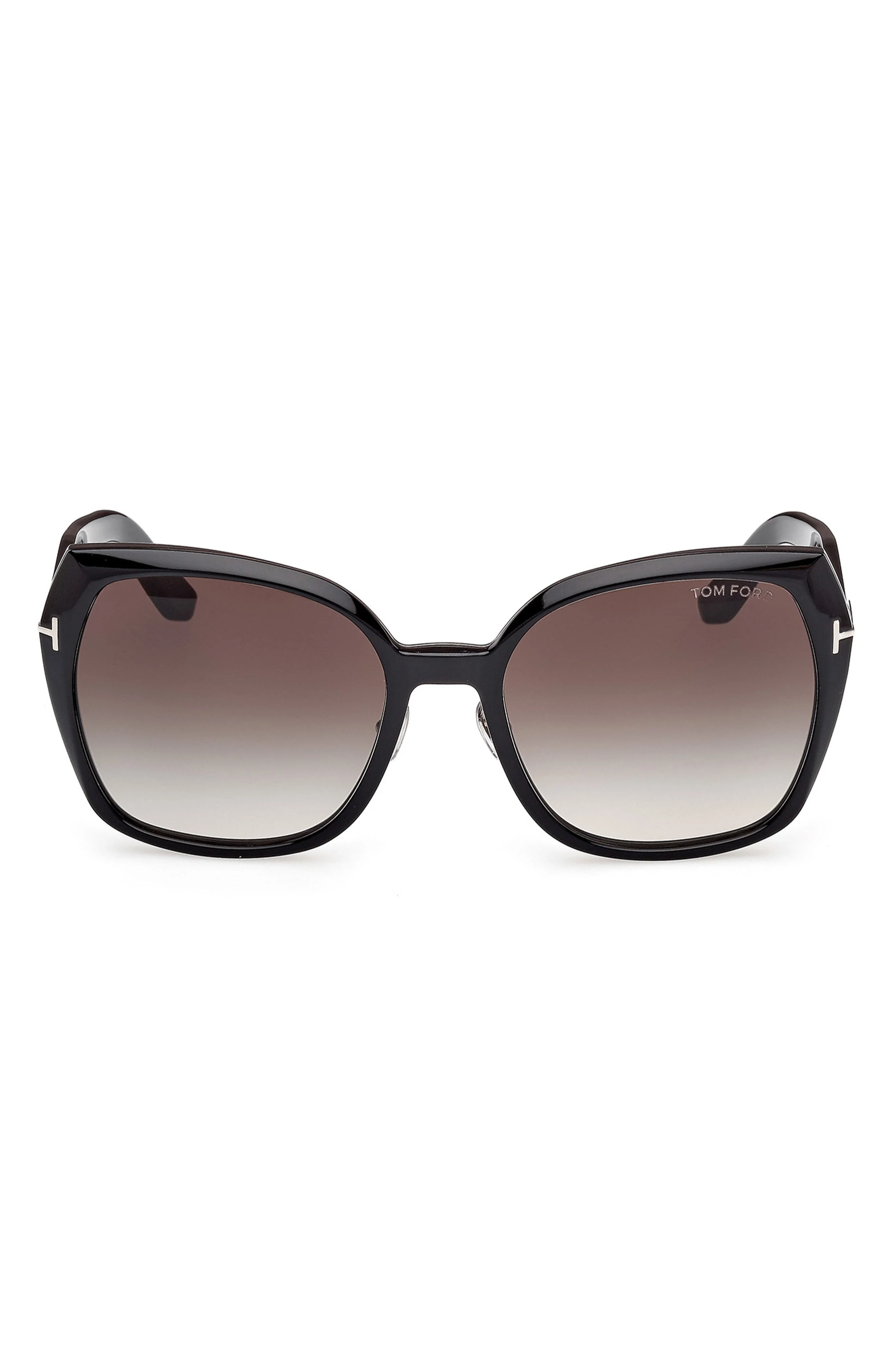 TOM FORD Plum 58mm Gradient Butterfly Sunglasses in Shiny Black /Smoke Lenses at Nordstrom - 1
