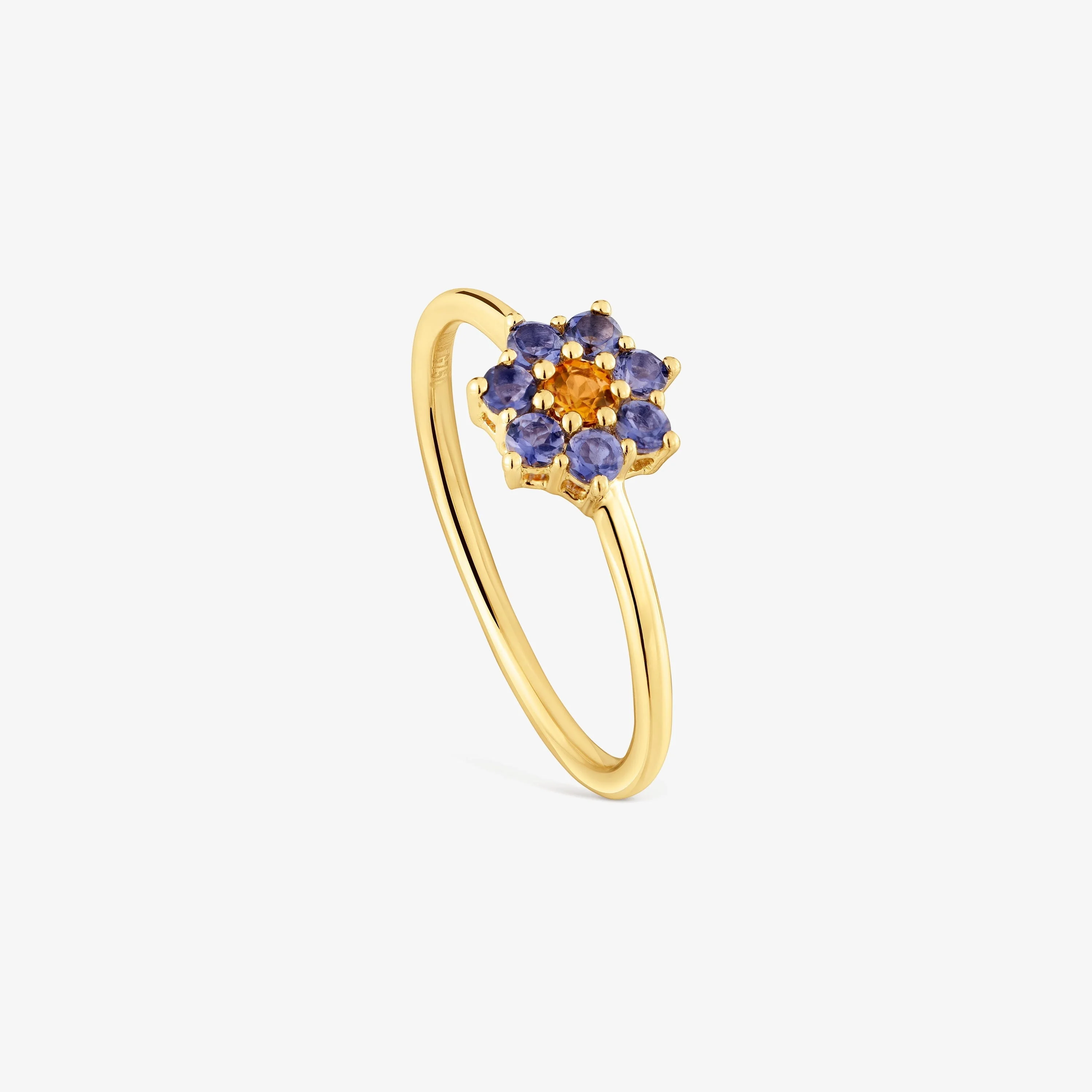 18K solid gold Ring with gemstones Daisy - 1
