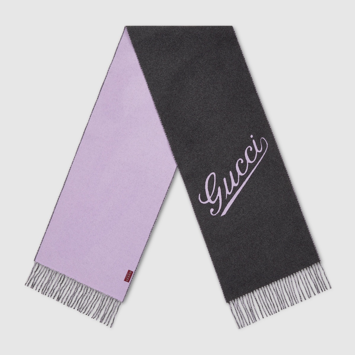 Wool cashmere scarf with Gucci script - 2