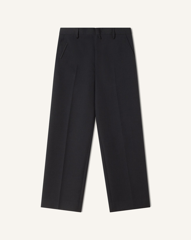 BLACK STRAIGHT-LEG WOOL PANTS 1