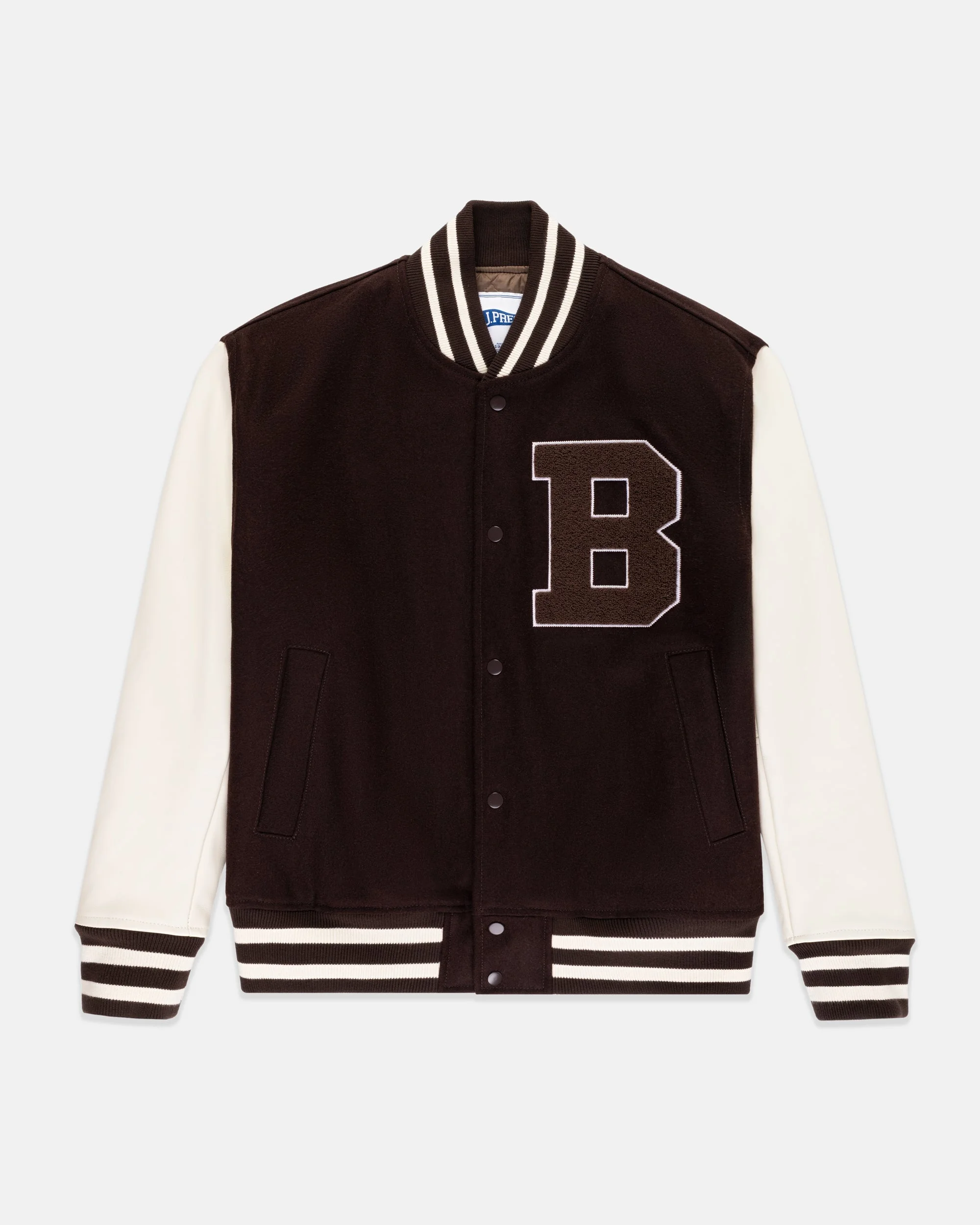 BROWN WOOL VARSITY JACKET - 1